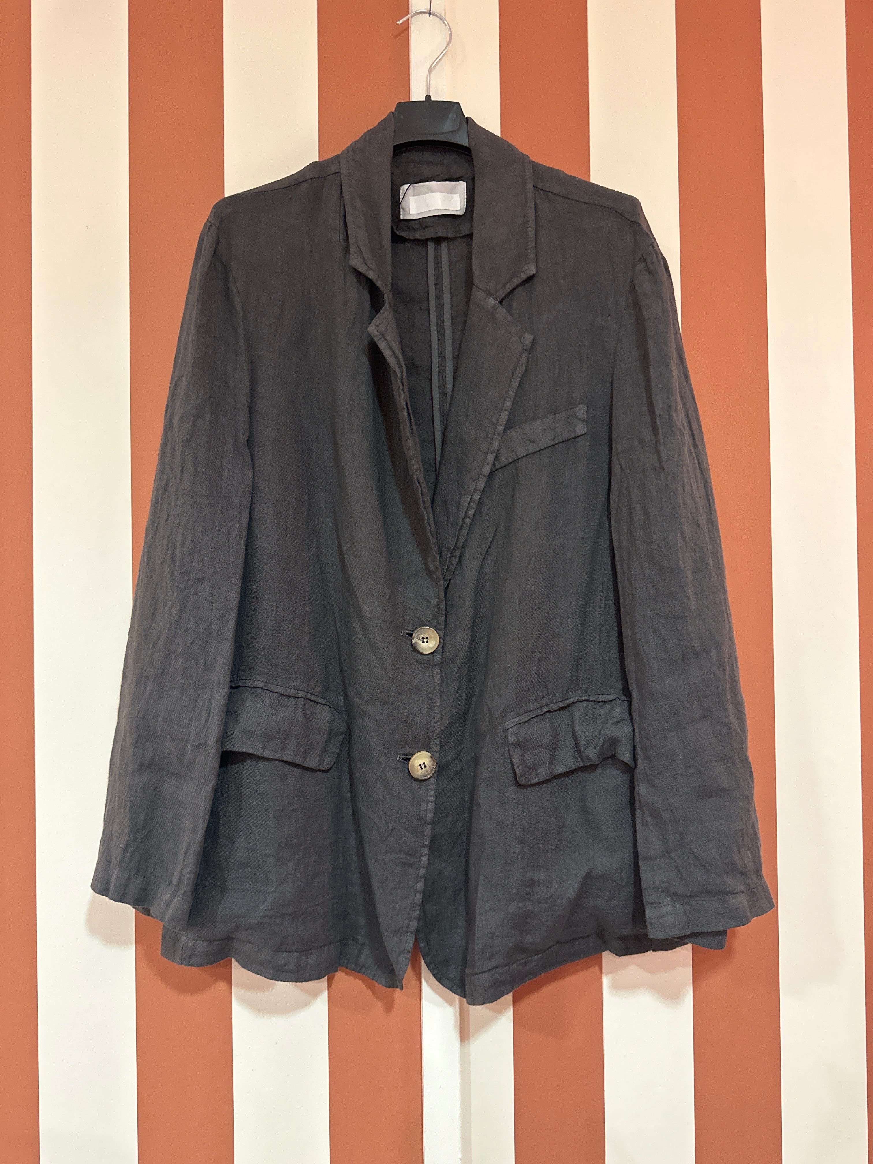 Veste Blazer Chiara en toile de lin gris anthracite