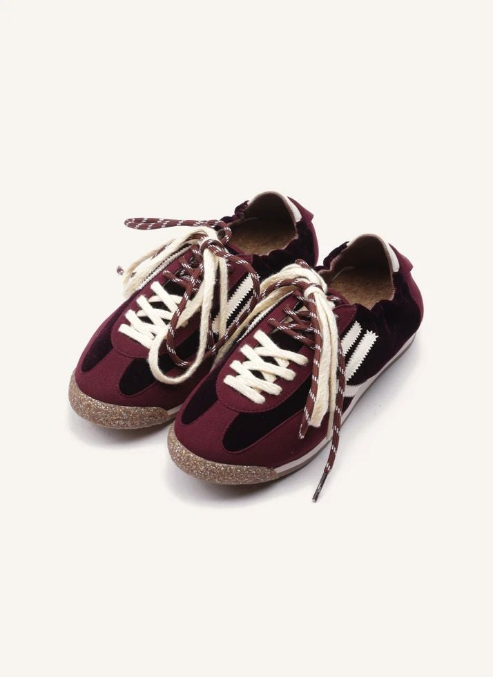 Baskets Vegan Puraai velours bordeaux