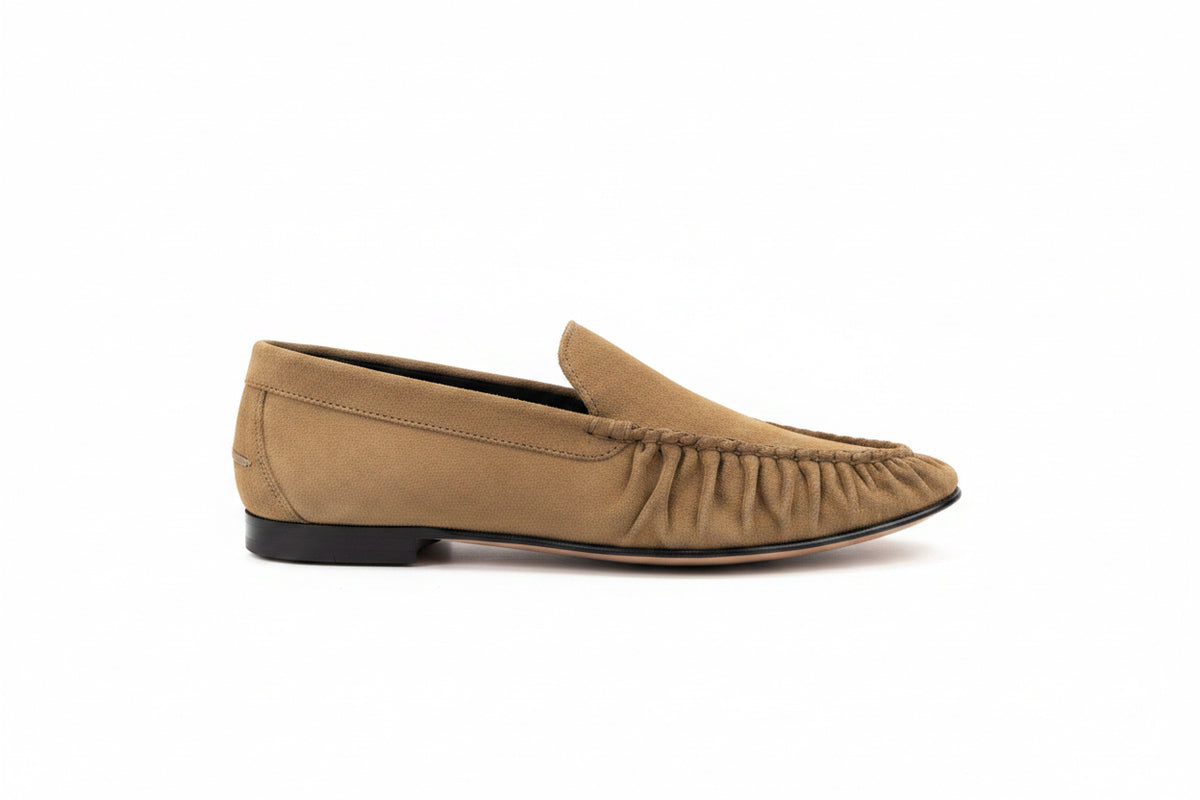 Mocassins cuir velours sable italien