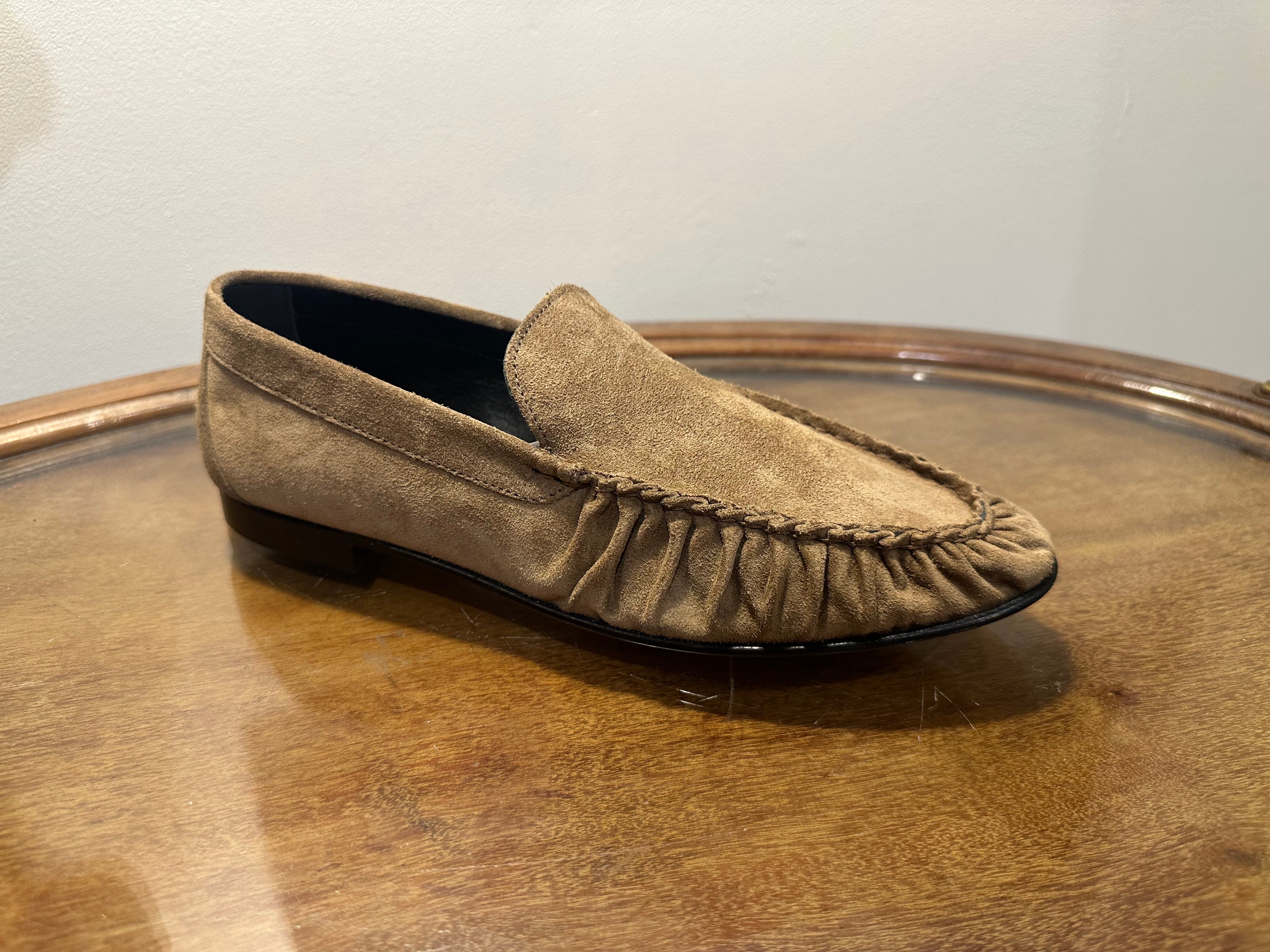 Mocassins cuir velours sable italien