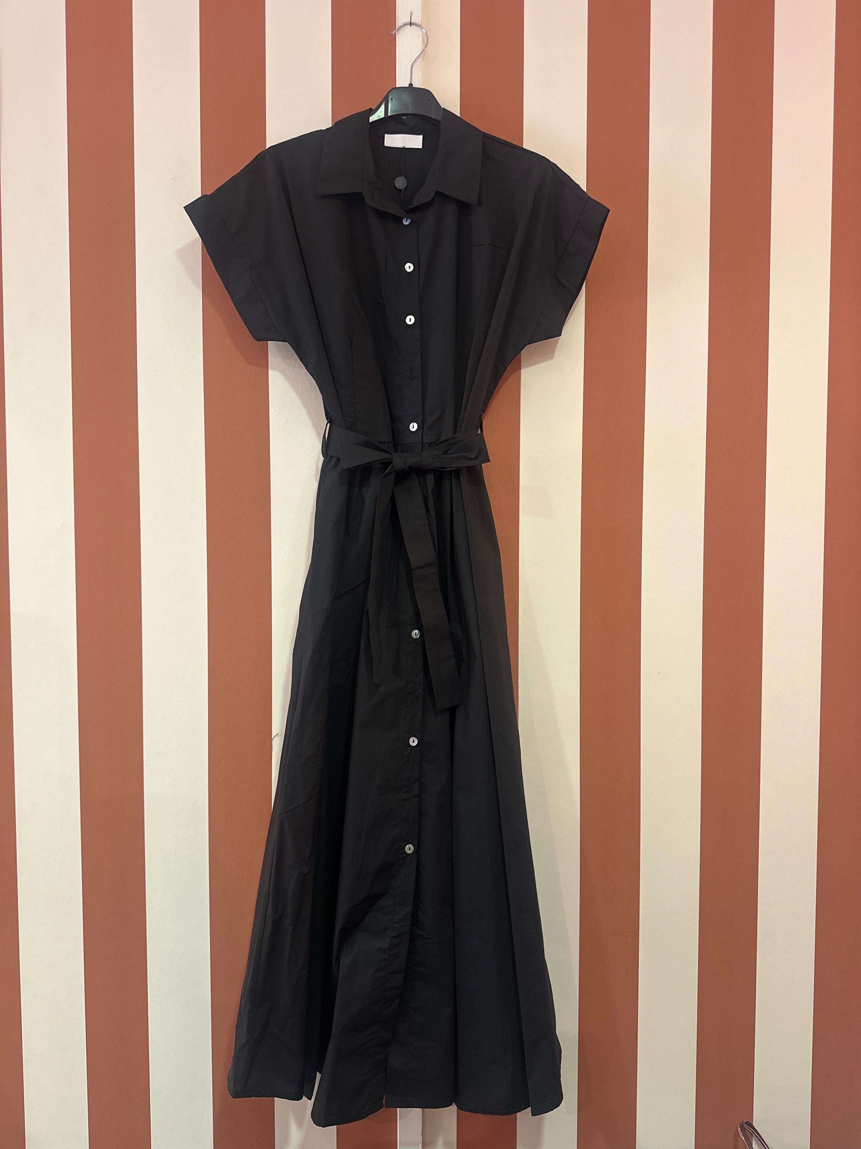 Robe Julia en popeline de coton noire