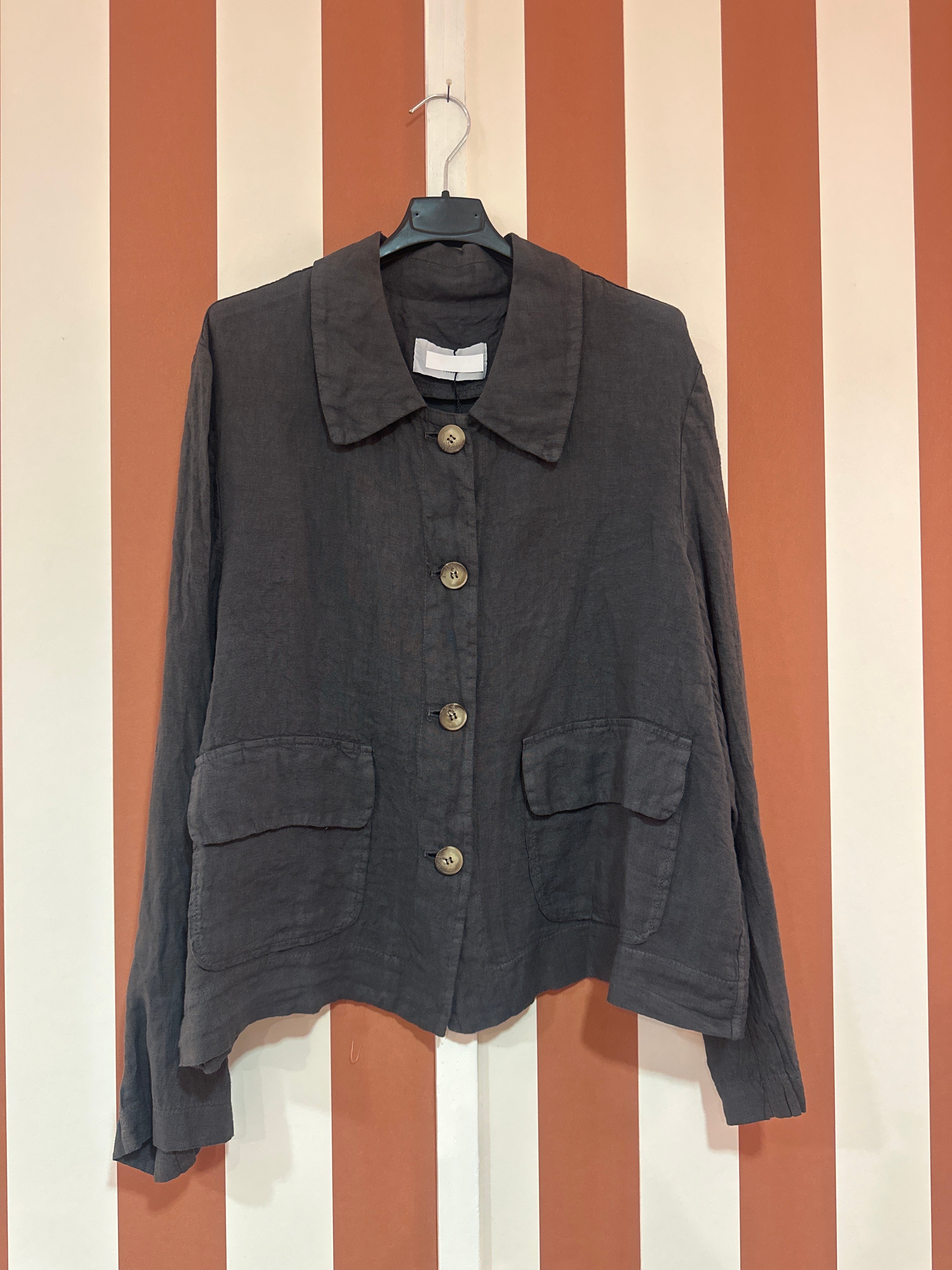 Veste courte Mima en toile de gris anthracite