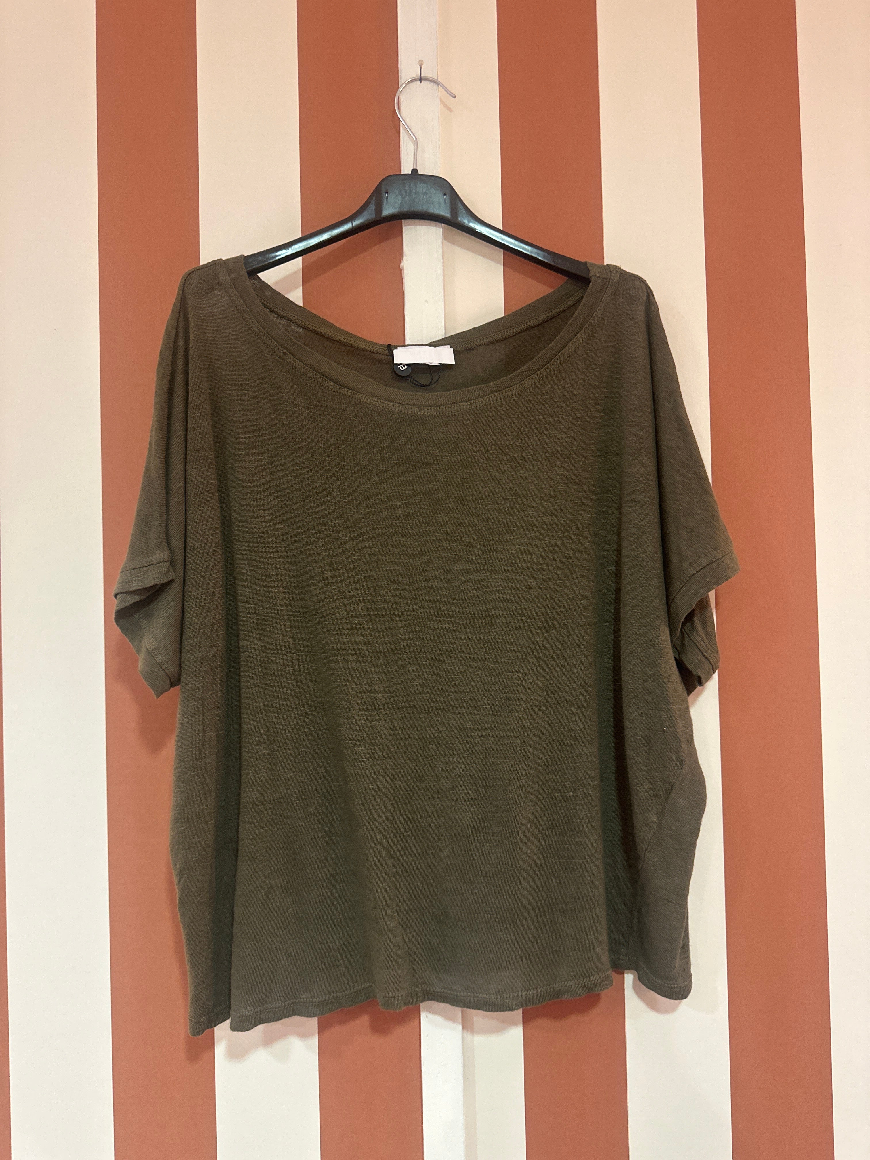 Teeshirt Sonia en lin kaki foncé