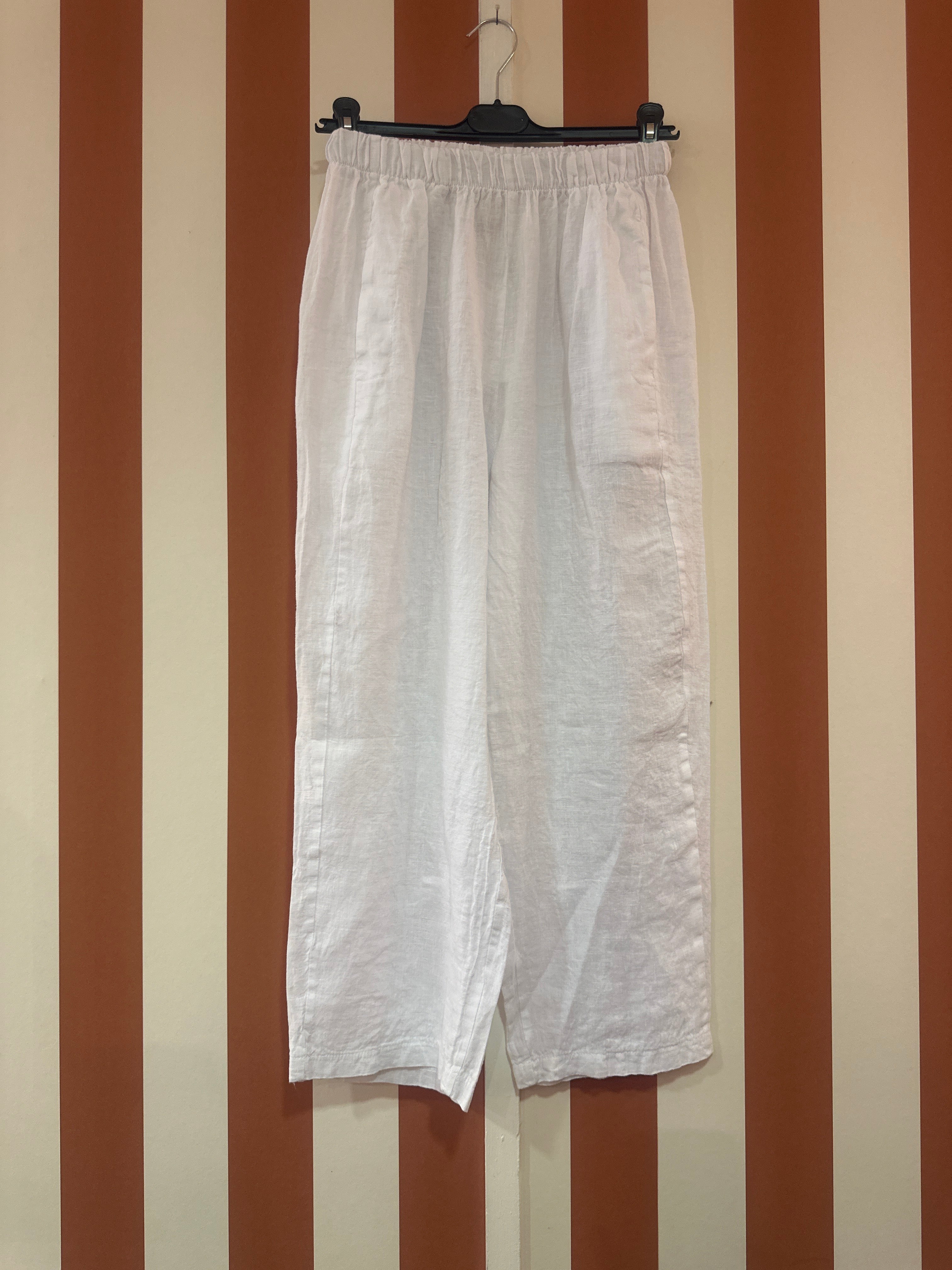 Pantalon Chiara en toile de lin blanche