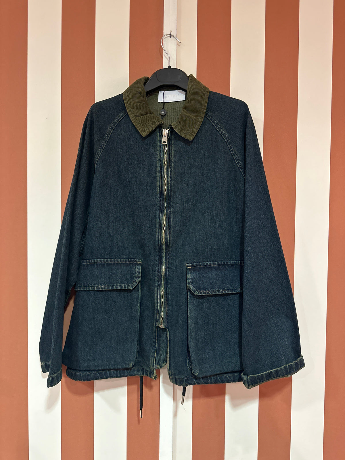 Veste Suzon zippée en denim délavage vert