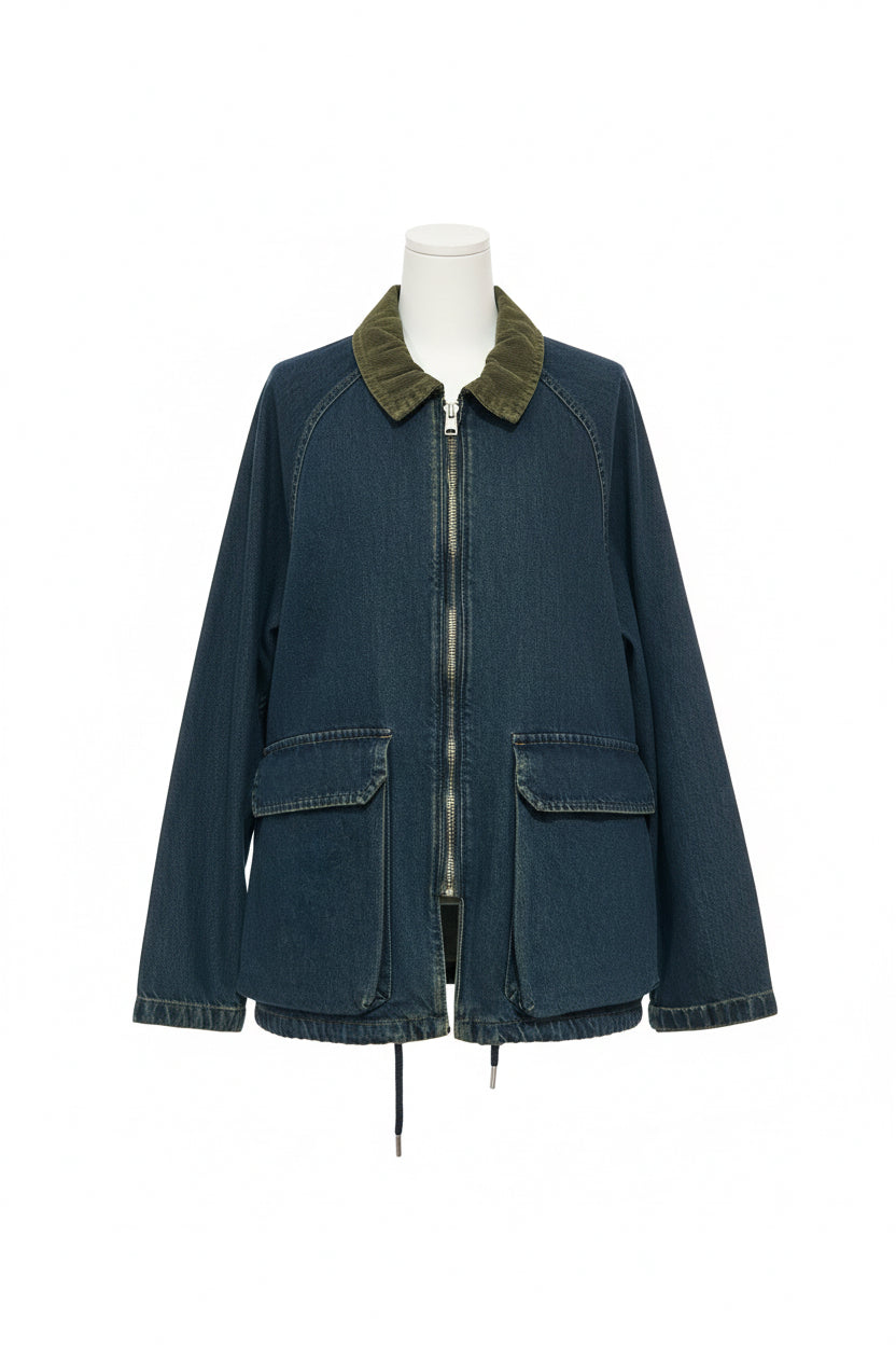 Veste Suzon zippée en denim délavage vert