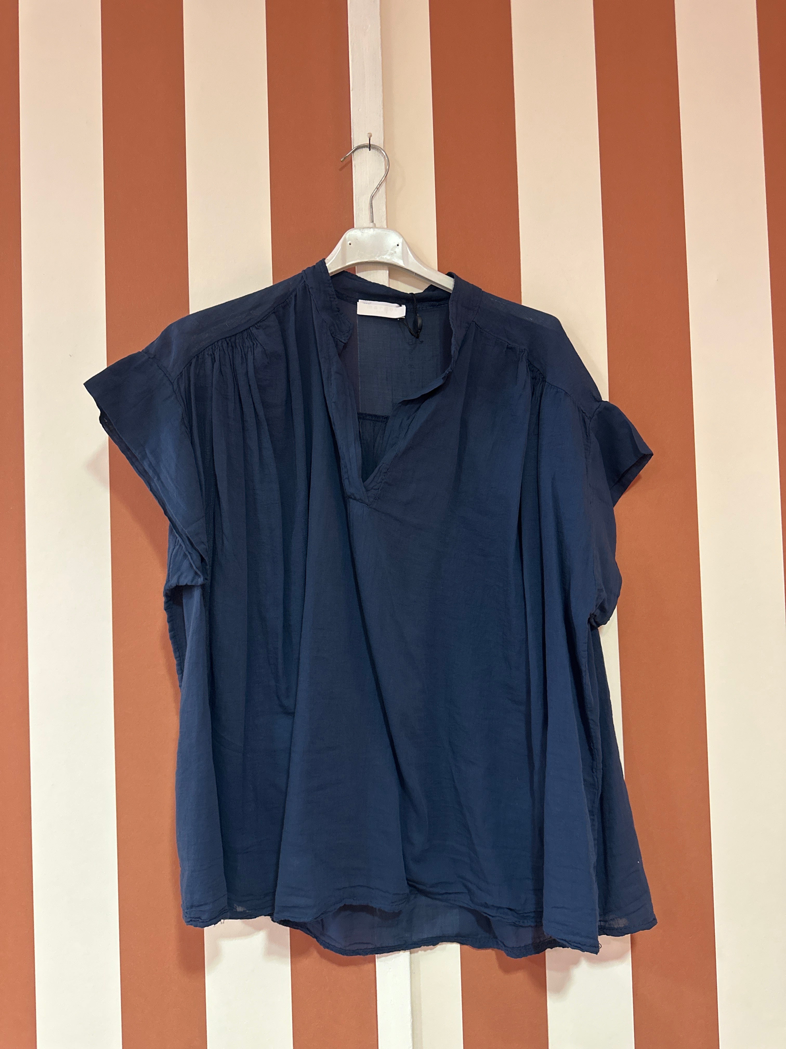 Chemise Marie en voile de coton bleu nuit