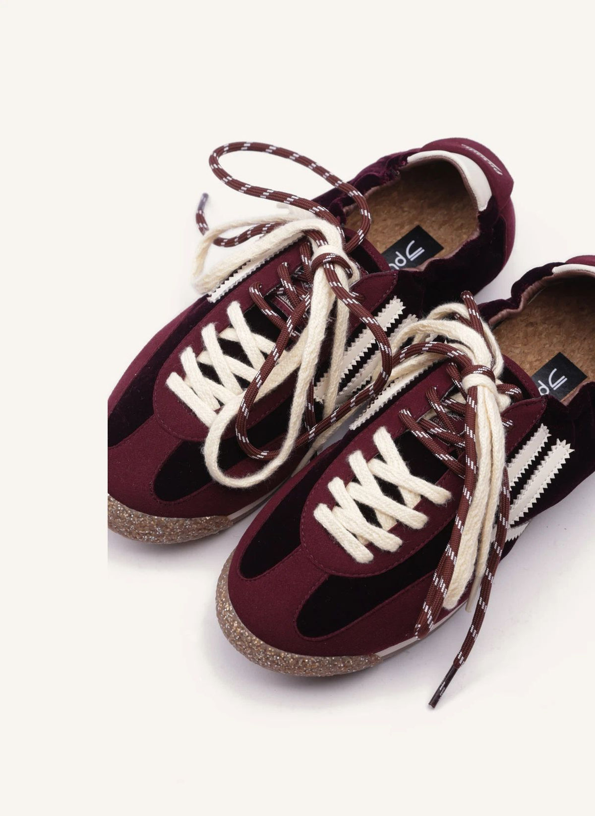 Baskets Vegan Puraai velours bordeaux