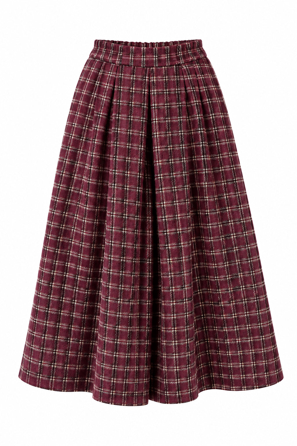 Jupe culotte Inès en lainage rose foncé à carreaux