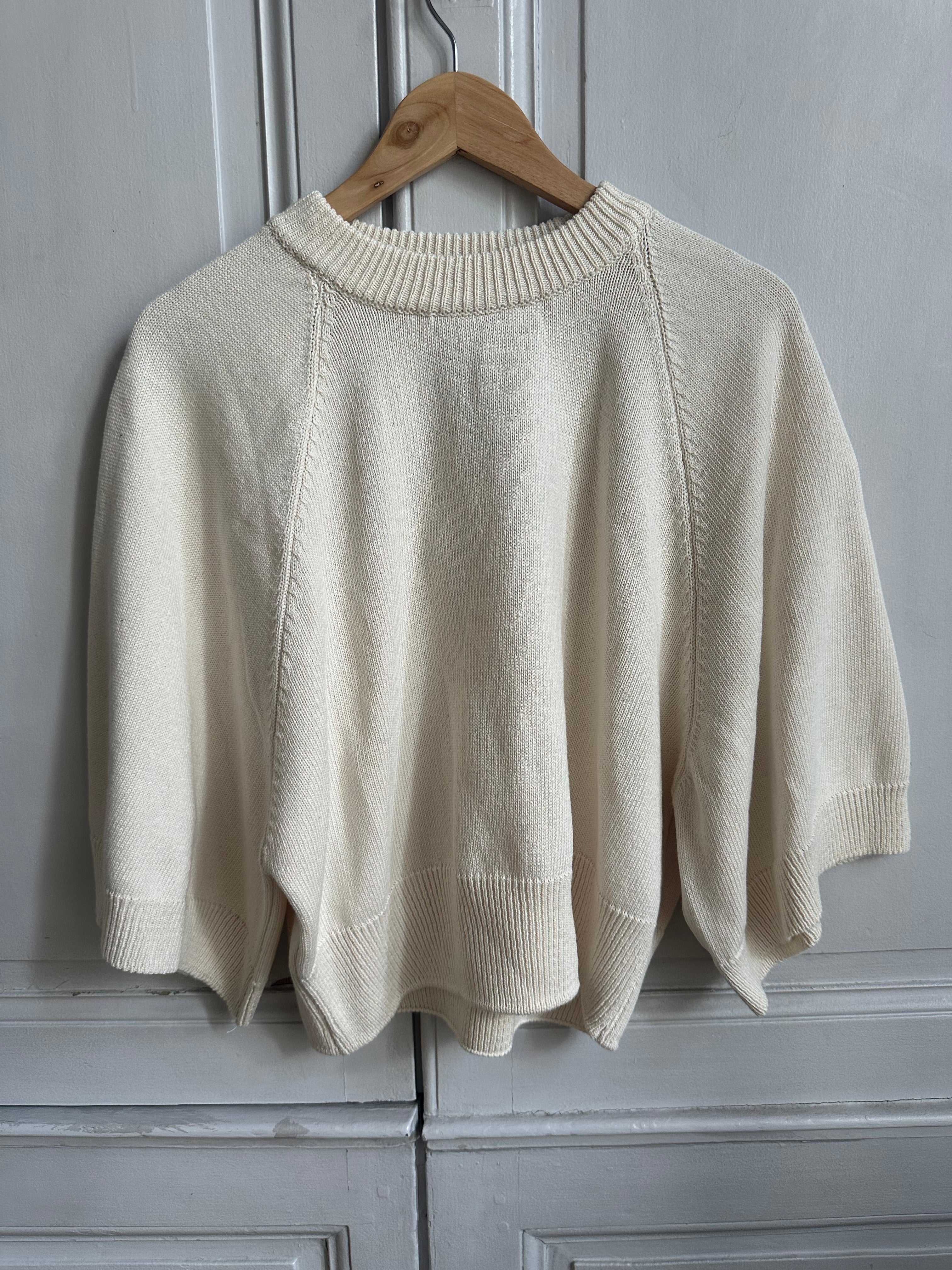 Pull japonisant en coton écru