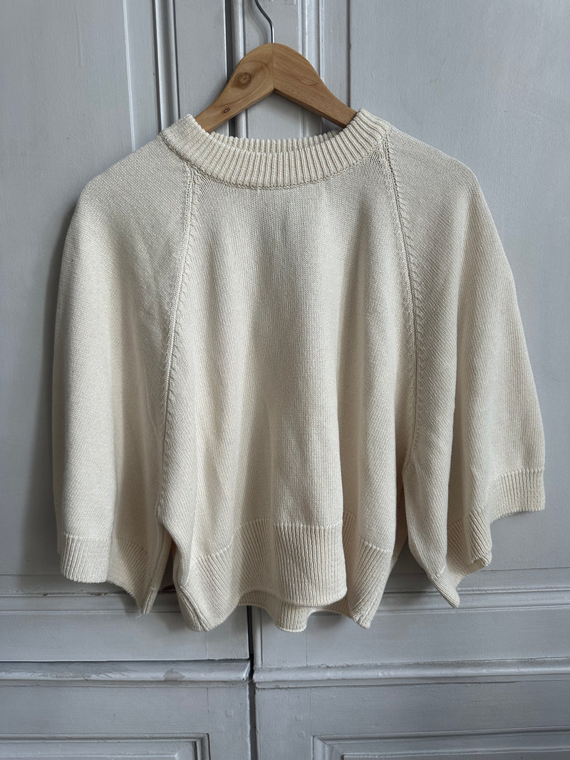 Pull japonisant en coton écru