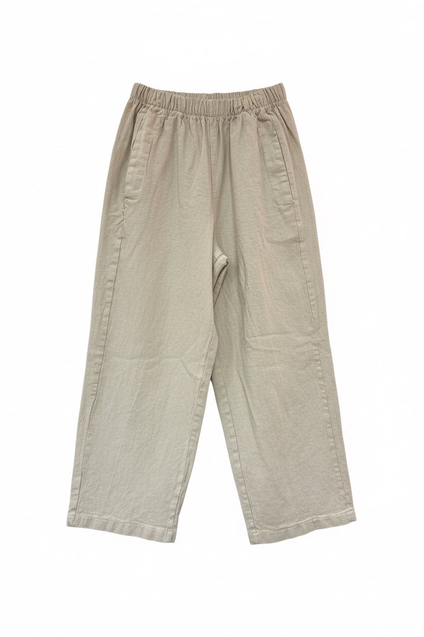 Pantalon Georges en toile de coton/lin beige clair