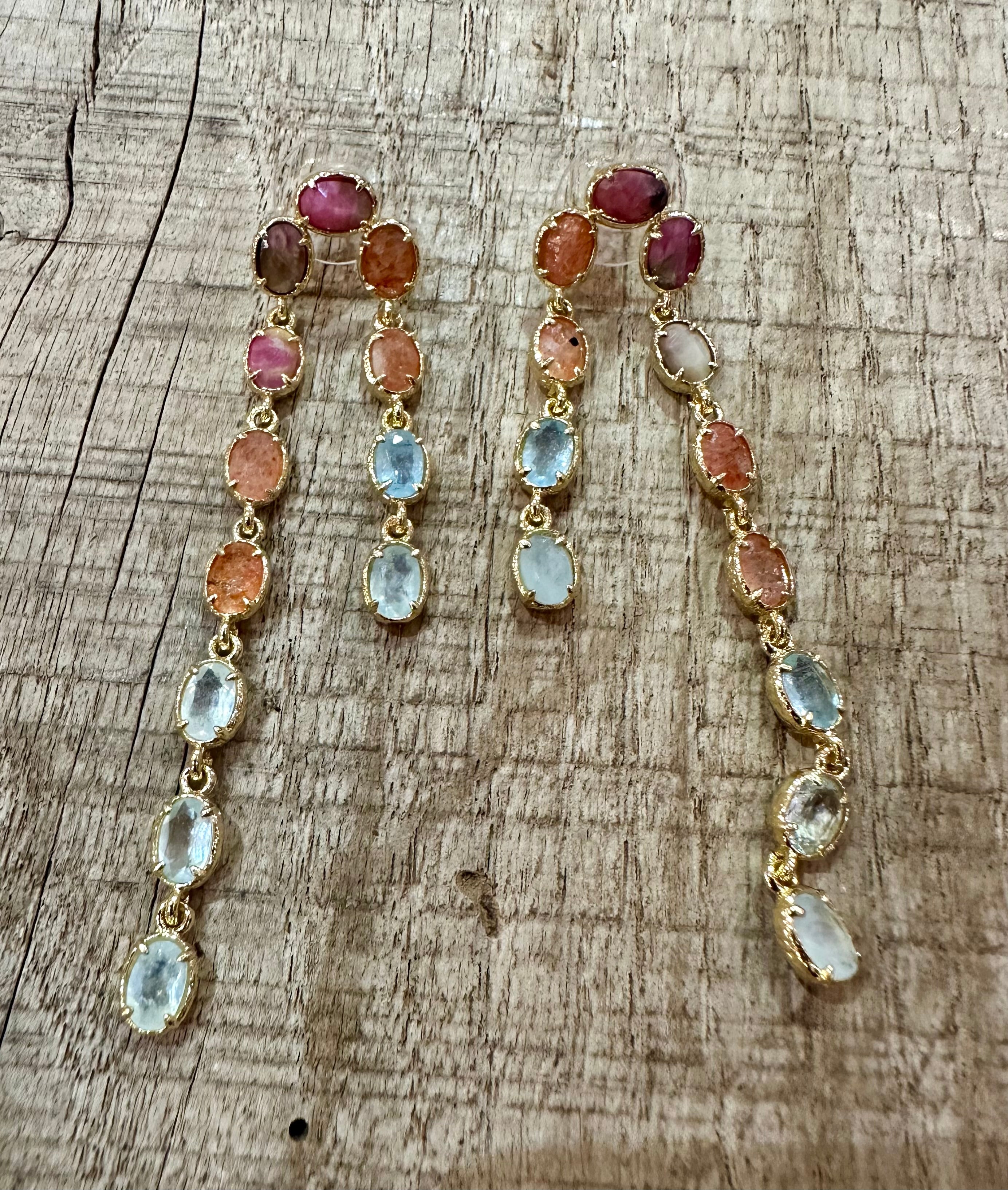 Boucle d’oreilles Riviera multicolore rose bleu glacier