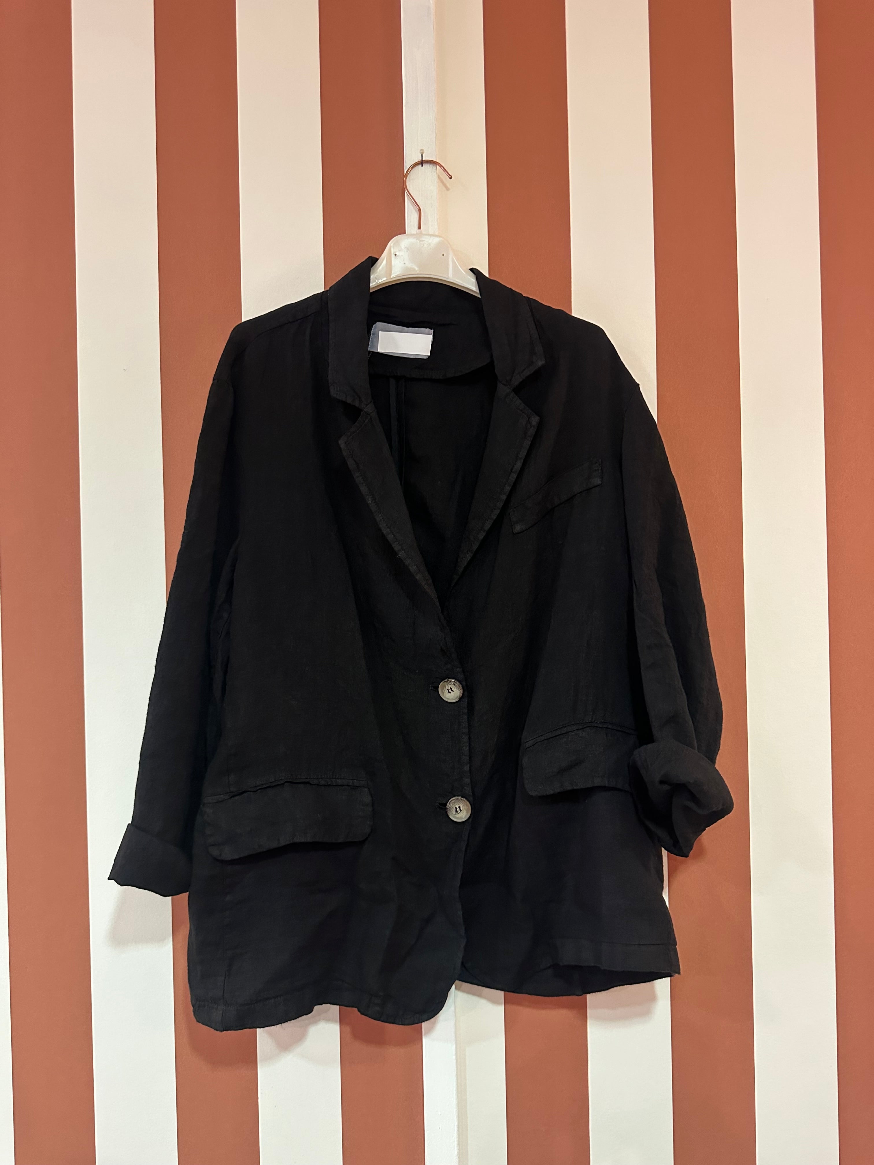 Veste Blazer Chiara en toile de lin noire