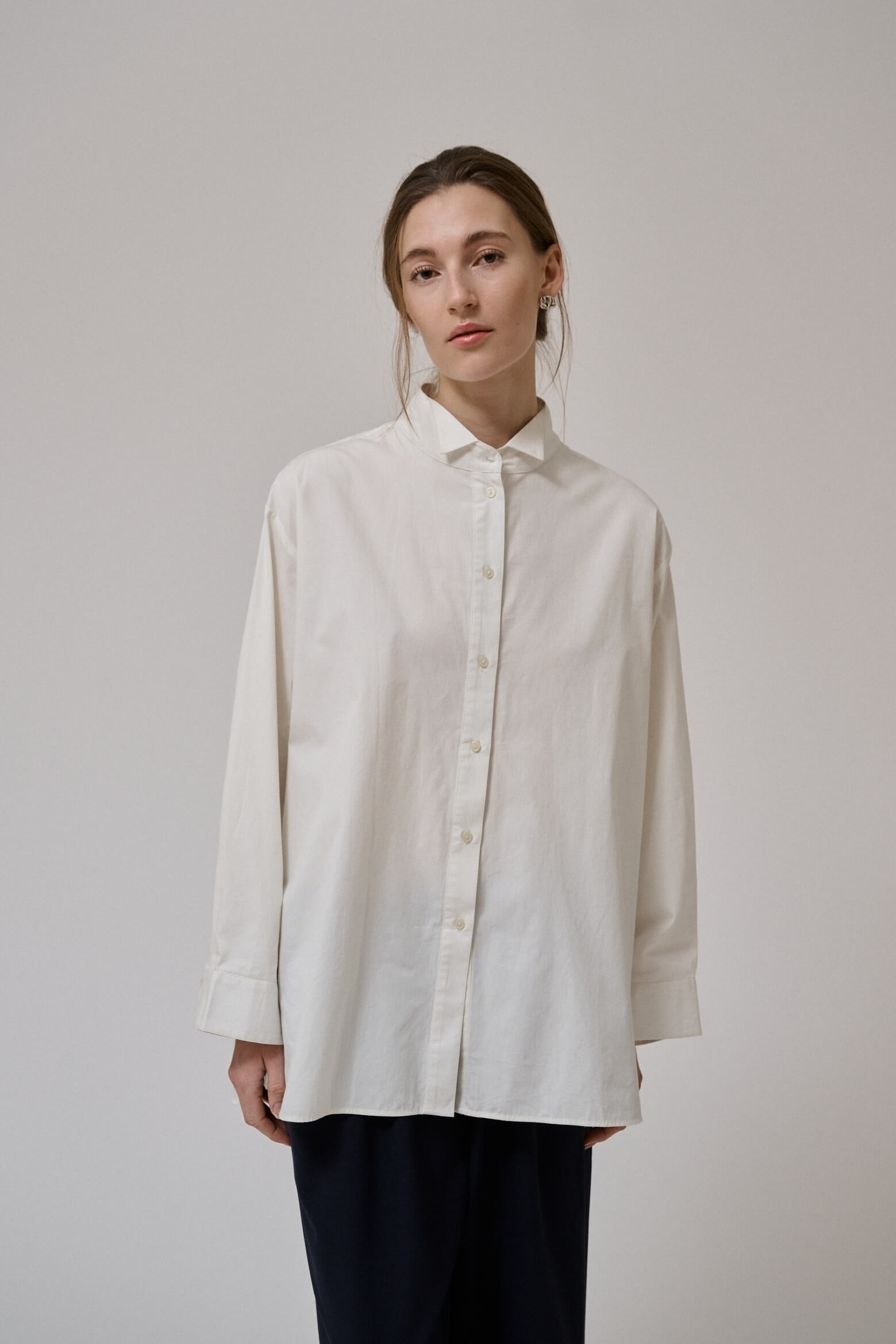 Chemise oversize Irissa en popeline de coton blanche Anne-Mi