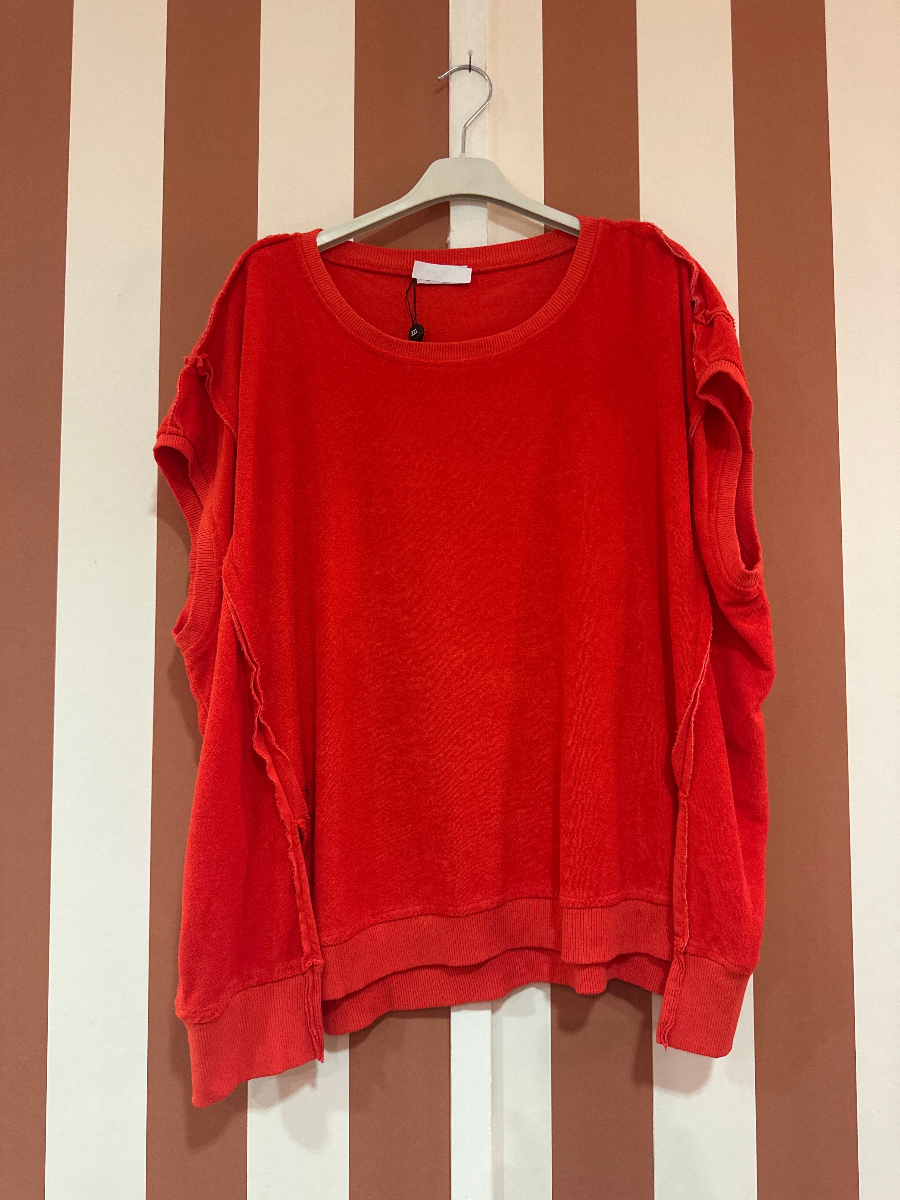 Sweat éponge Dina manche courte coquelicot