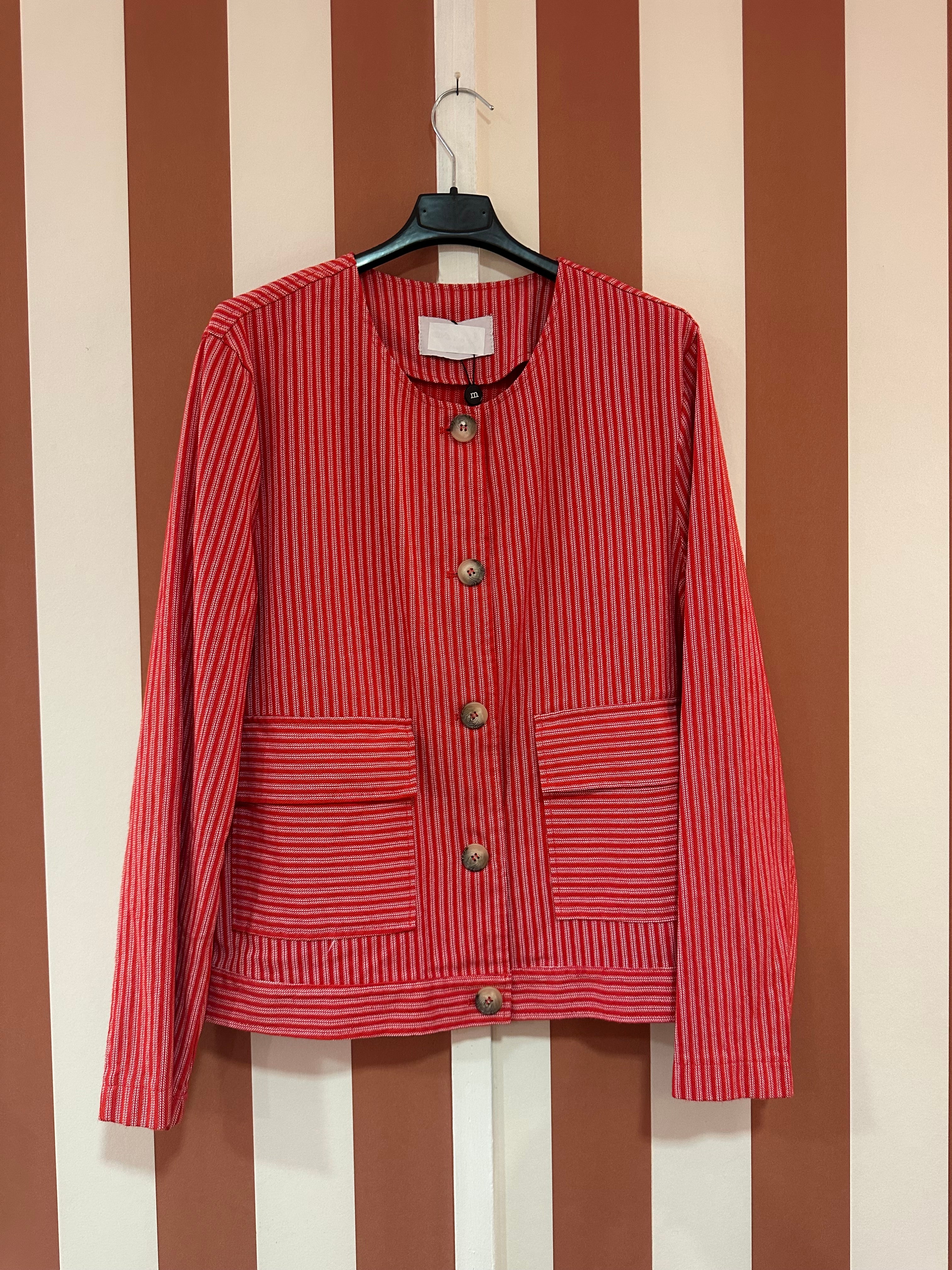 Veste Georgio en toile de coton rayée rouge