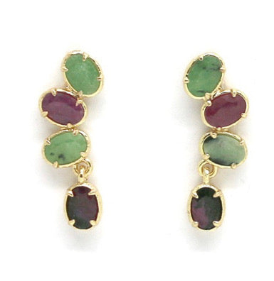 Boucles d’oreilles 4 pierres rubis zoisite