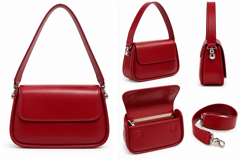 Sac à main cuir rouge glacé