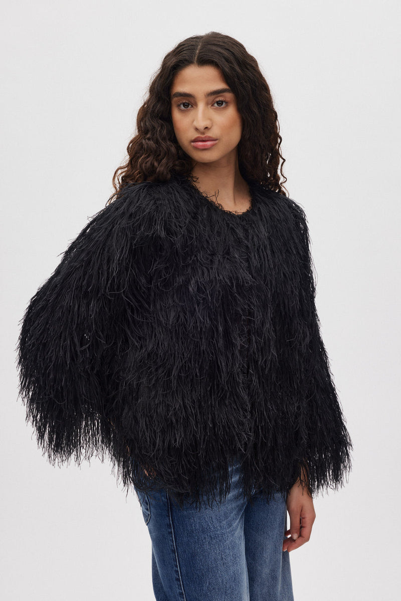 Chemisier-veste à plumes noires RABENS SALONER