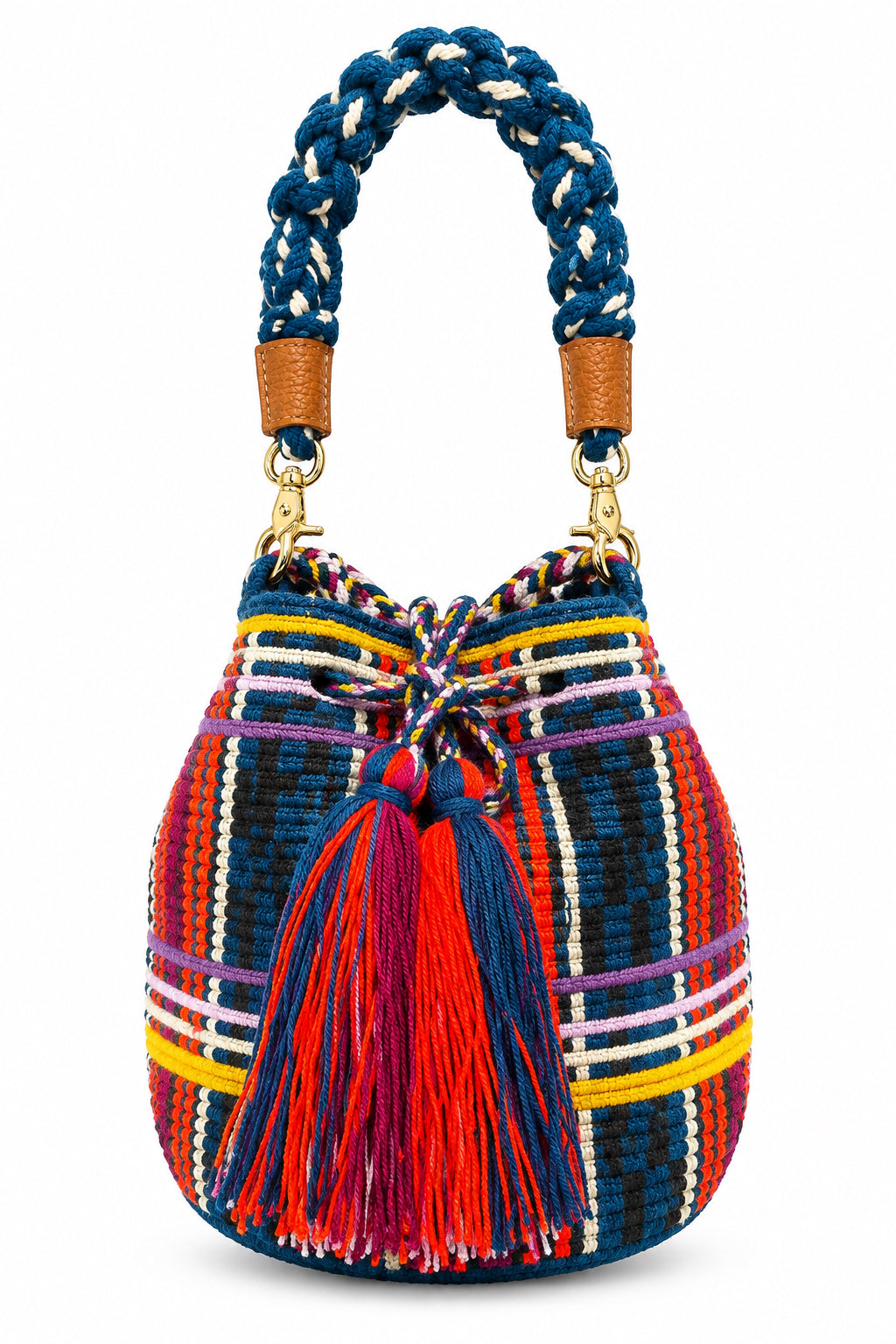 Sac bandoulière taille M avec anse courte en macramé GUANABANA