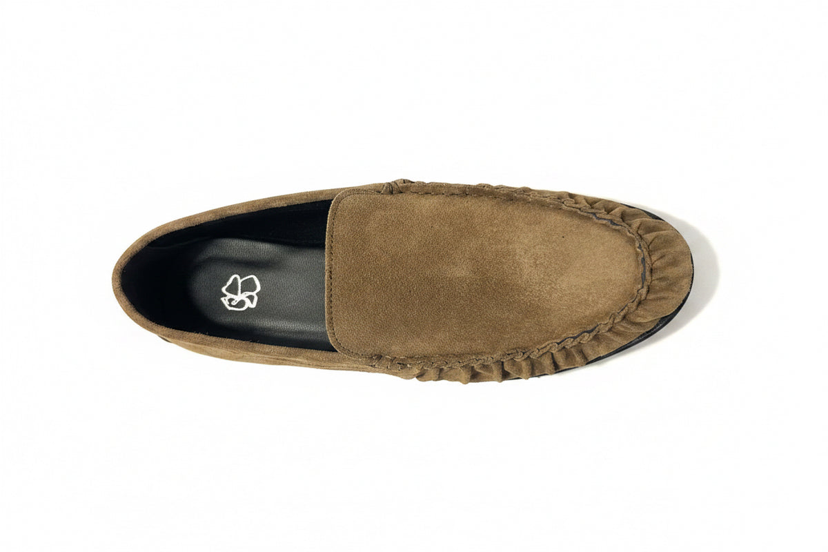 Mocassins cuir velours sable italien