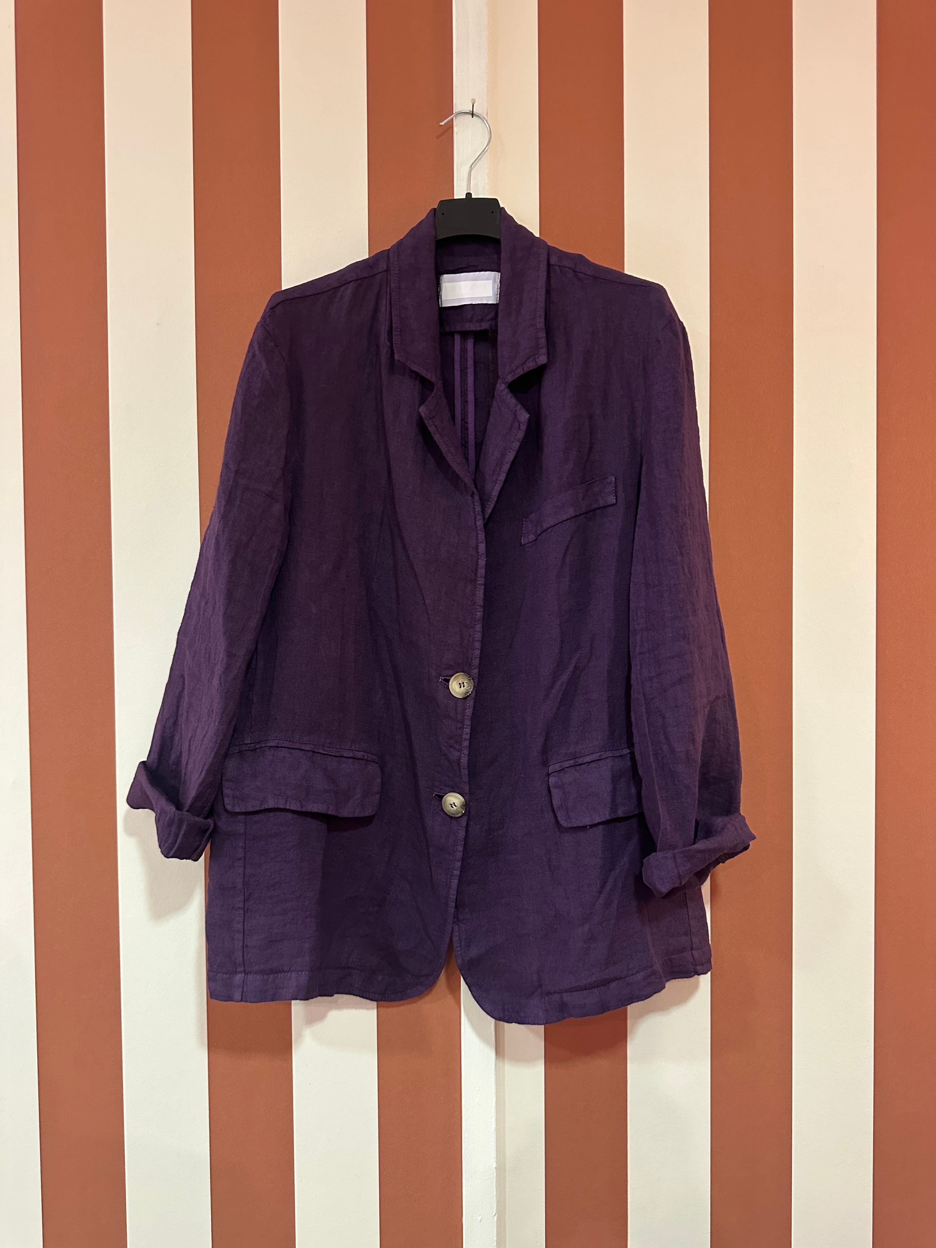 Veste Blazer Chiara en toile de lin violet foncée