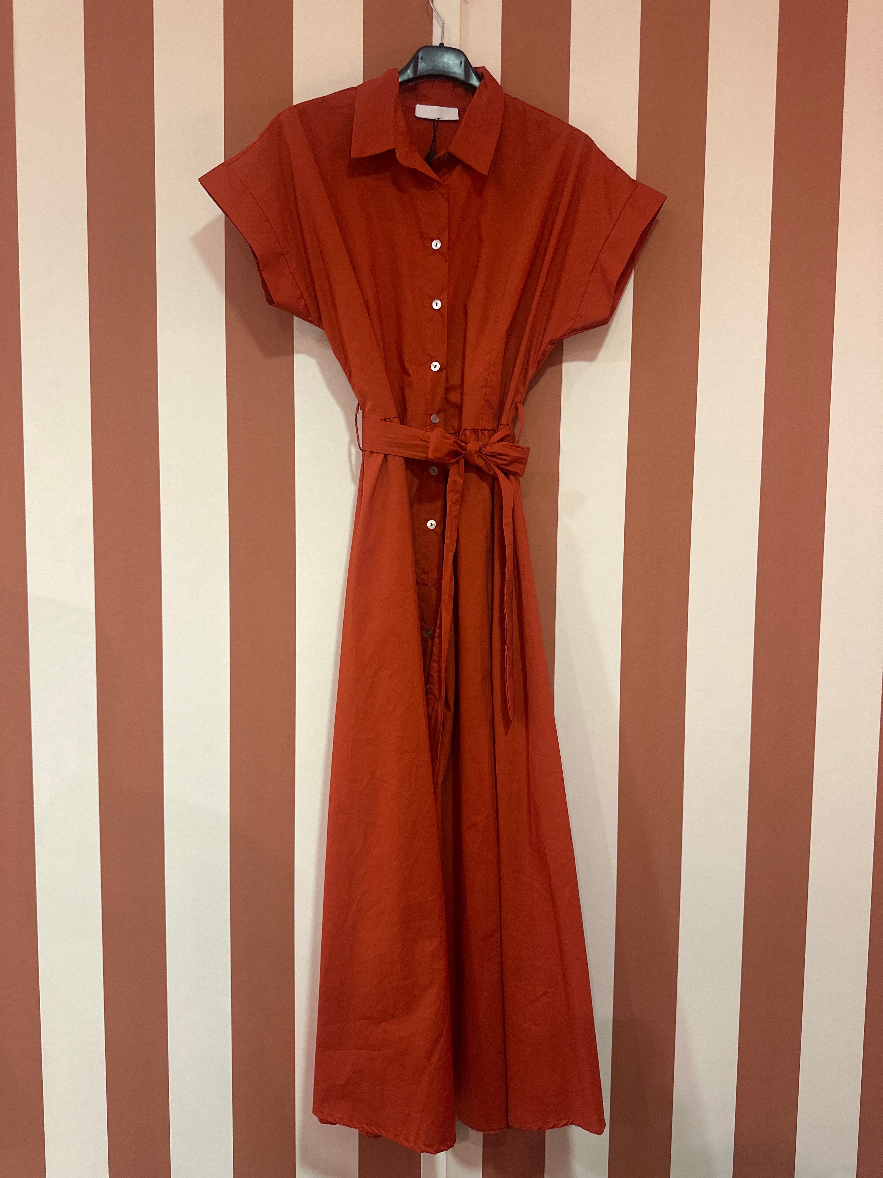 Robe Julia en popeline de coton terracota