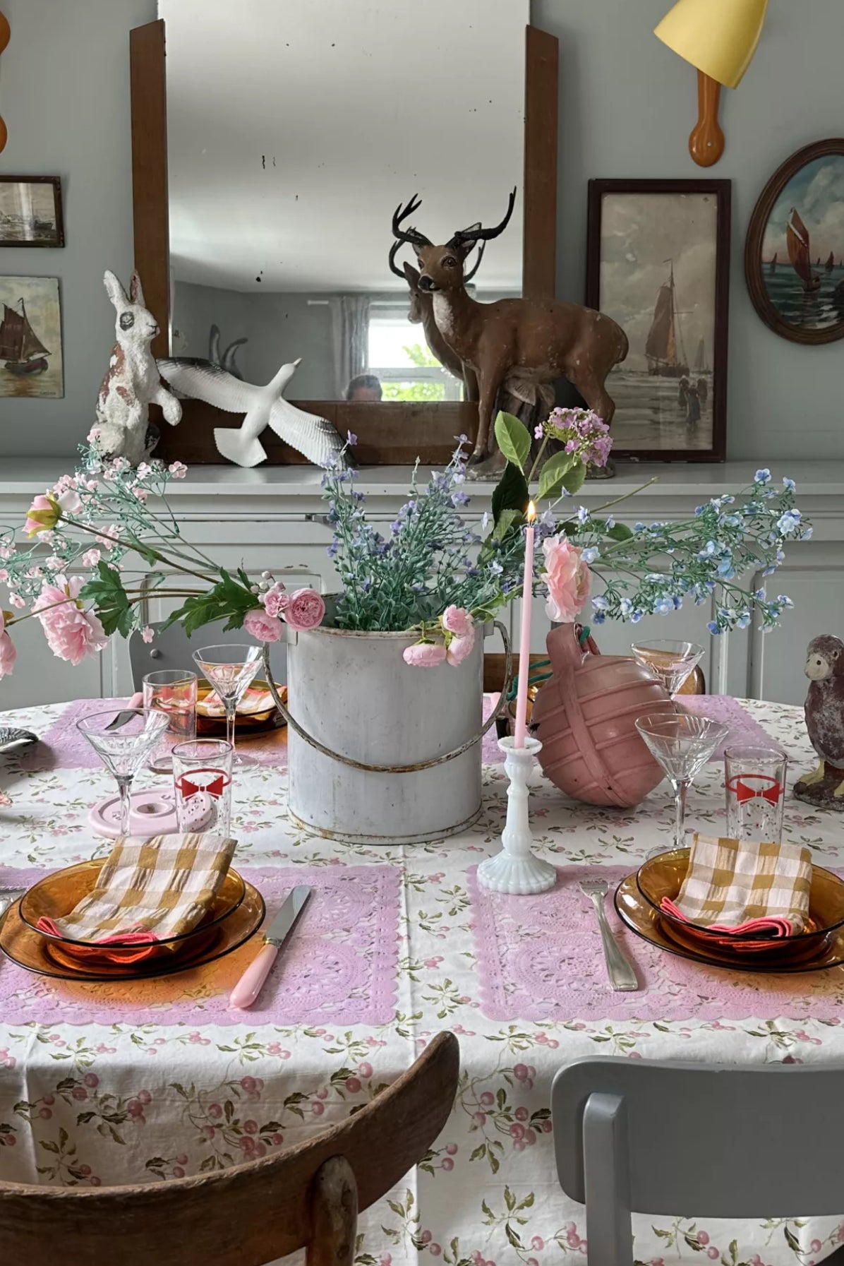 Serviette de table brodée bichette