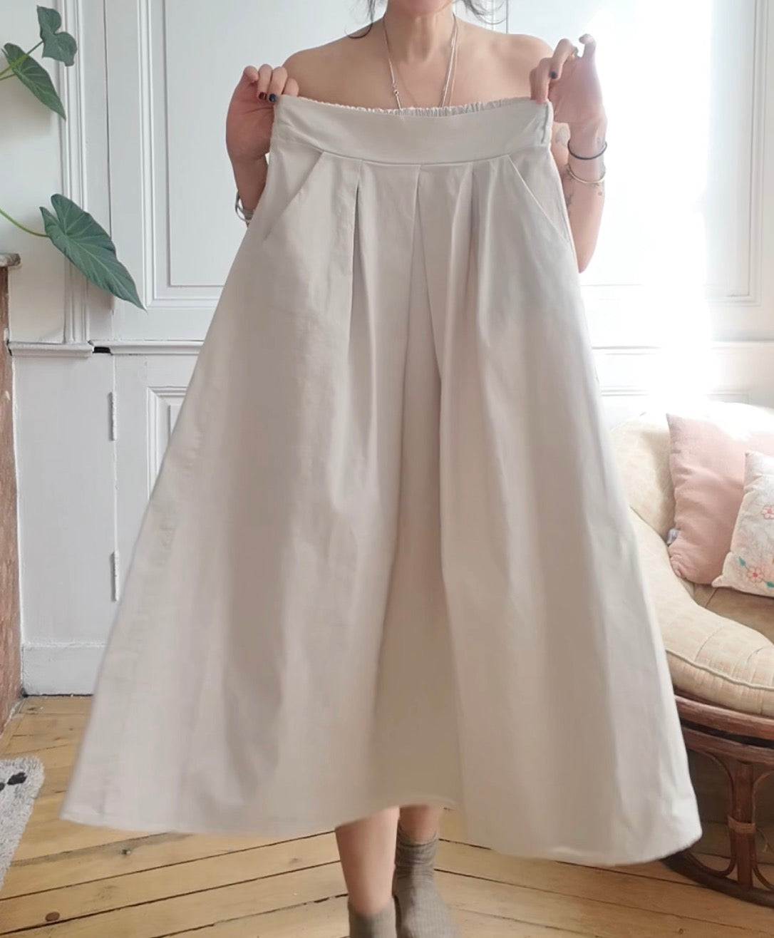 Jupe longue Adele en toile de coton épaisse