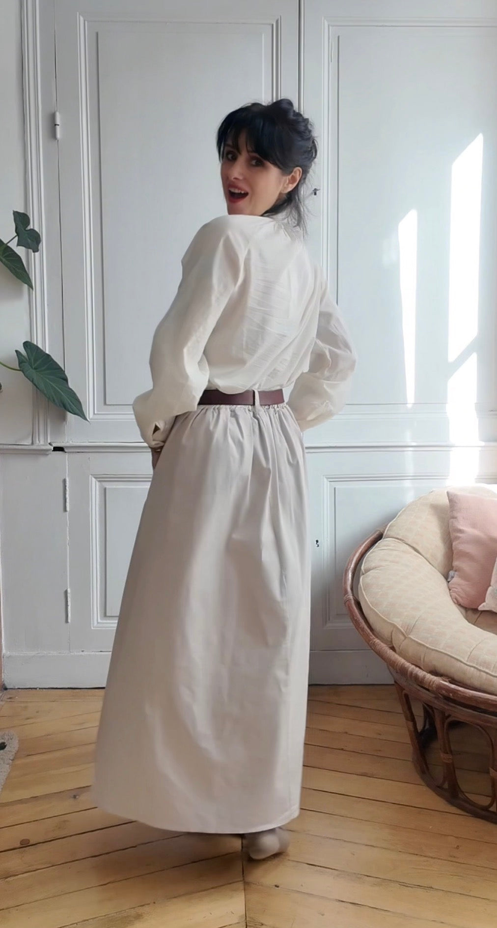 Jupe longue Adele en toile de coton épaisse