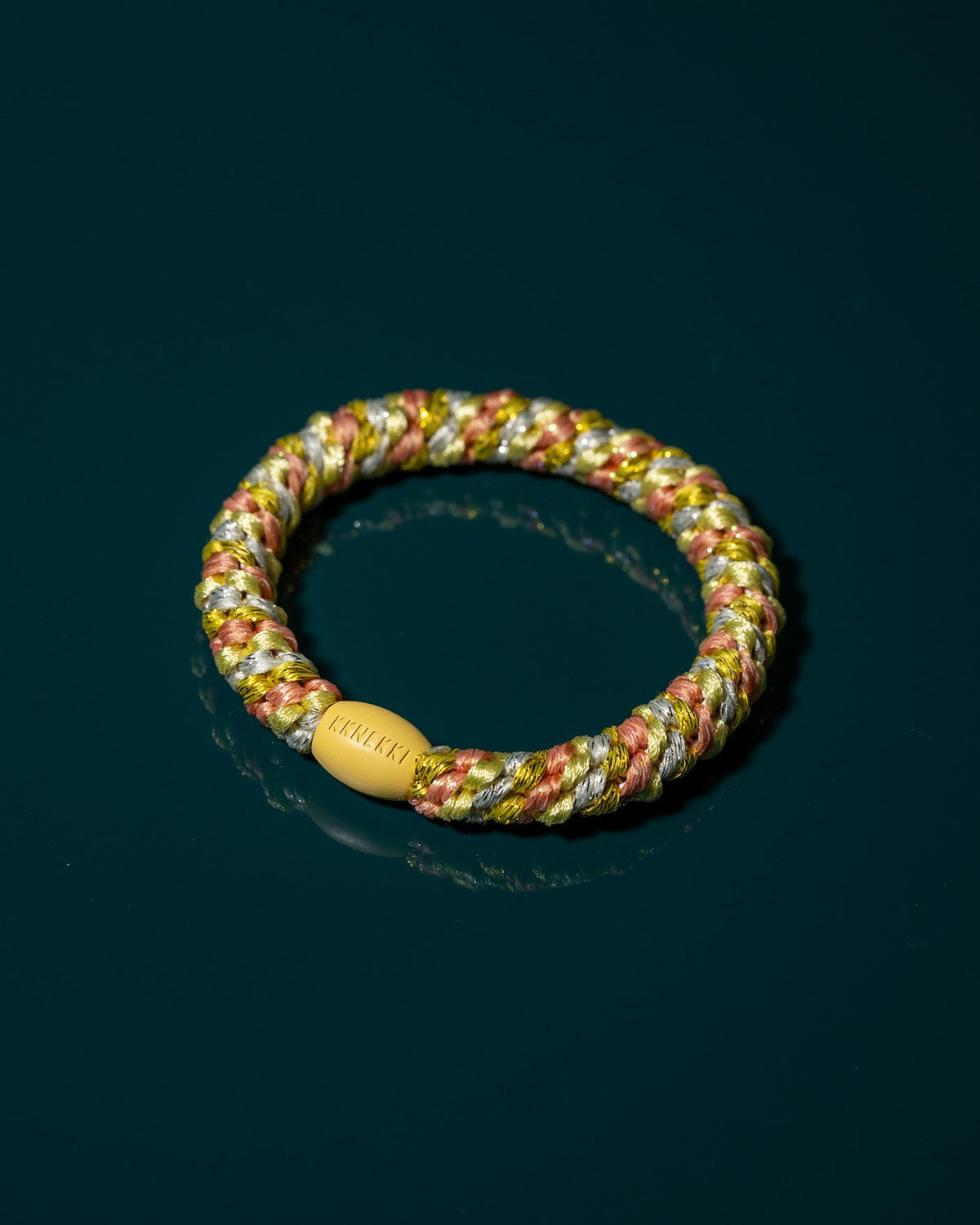 Élastique- Bracelet jaune pêche paillettes