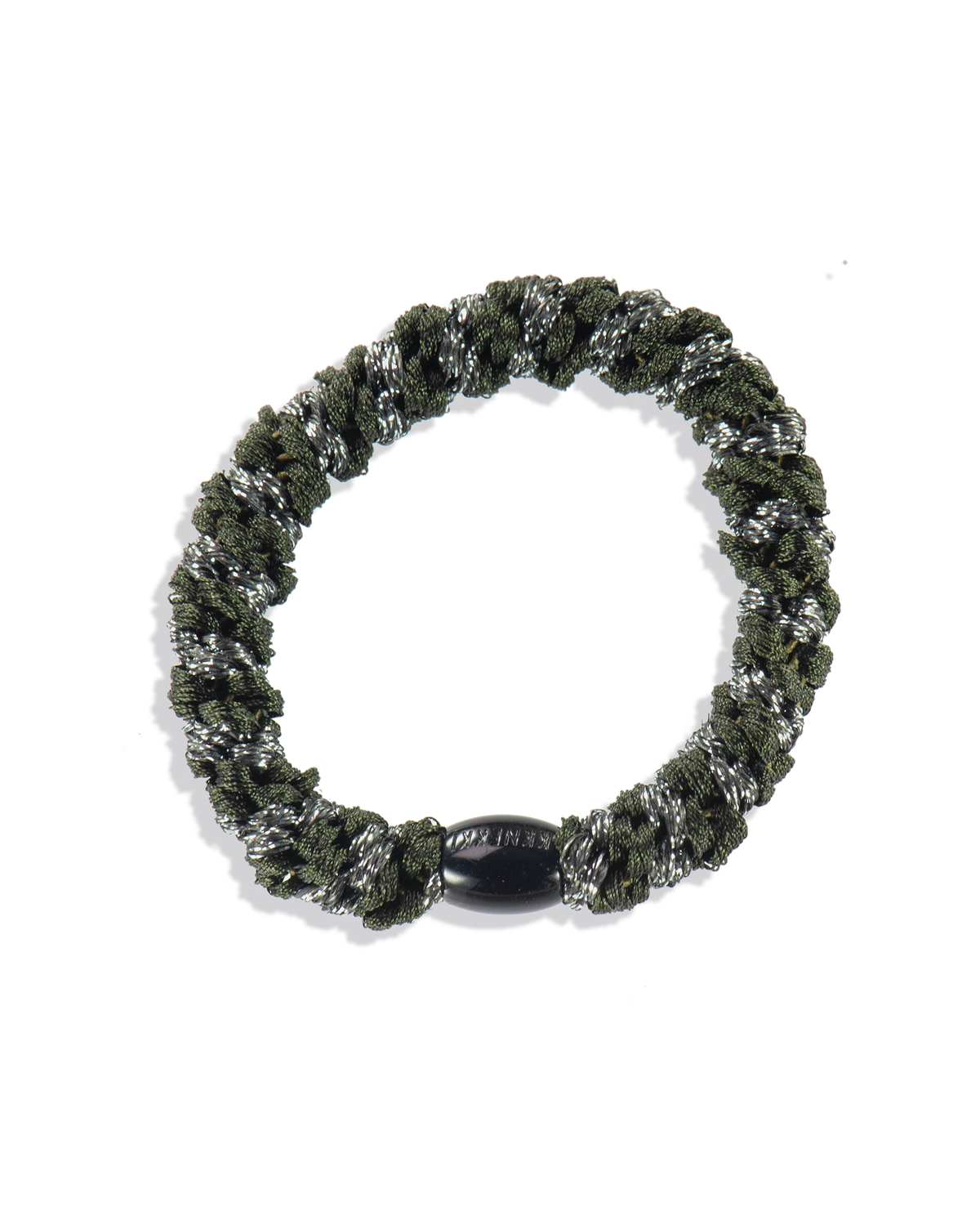 Élastique- Bracelet vert bouteille, gris foncé pailleté