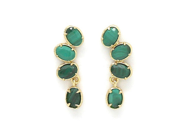 Boucles d’oreilles 4 pierres malachite
