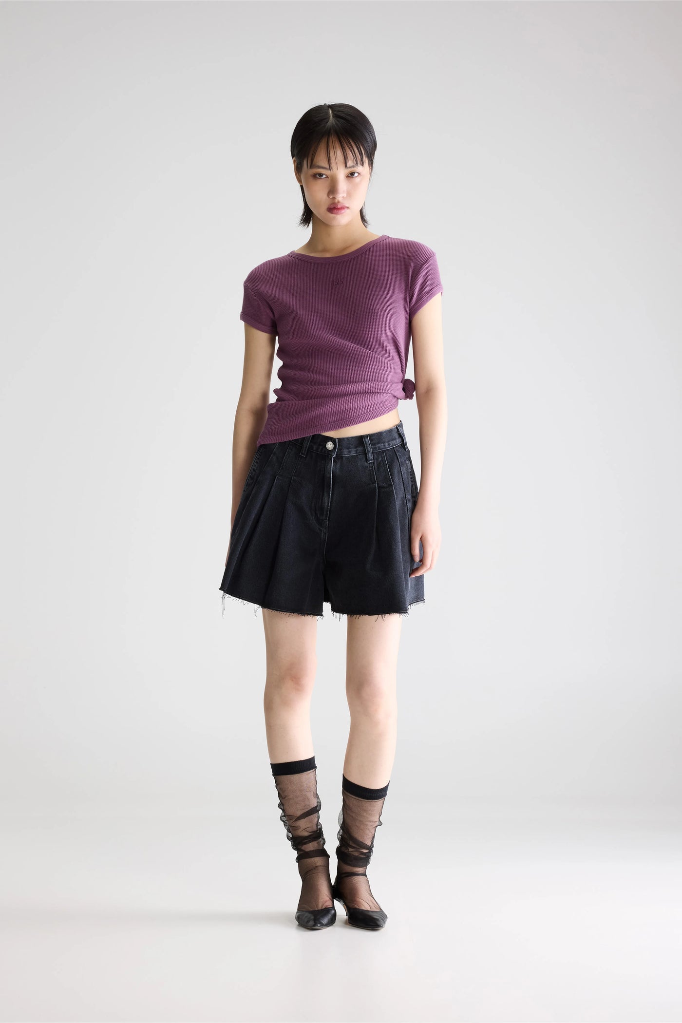 Short large noir en denim Bellerose