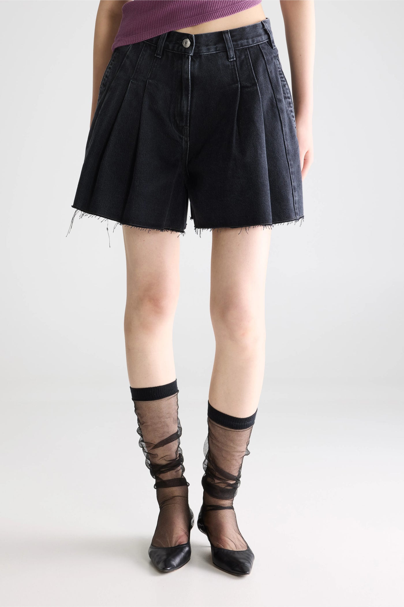 Short large noir en denim Bellerose
