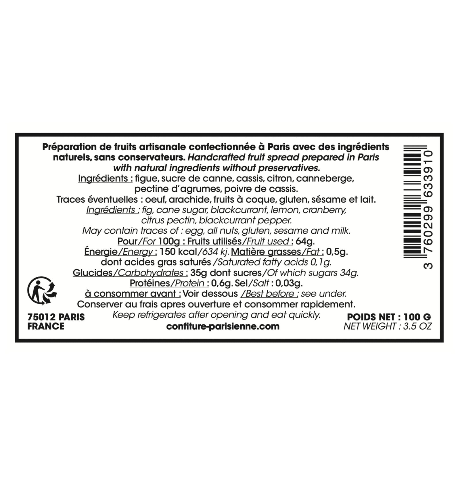 Confiture figue noire poivre de cassis