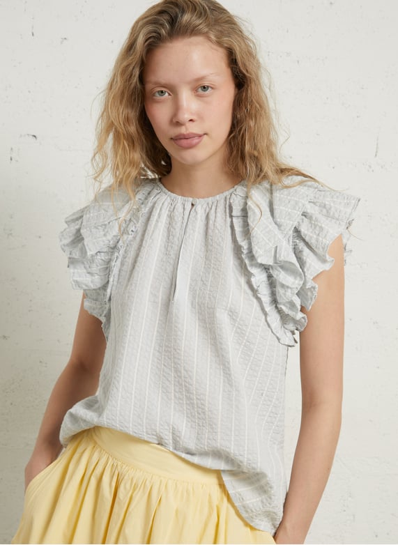 Blouse Carmen Belle pièce en coton gaufré