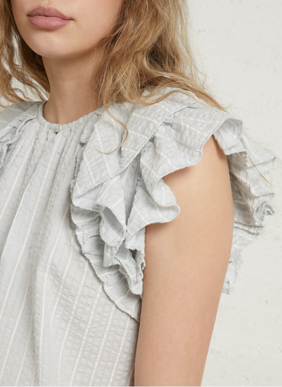Blouse Carmen Belle pièce en coton gaufré