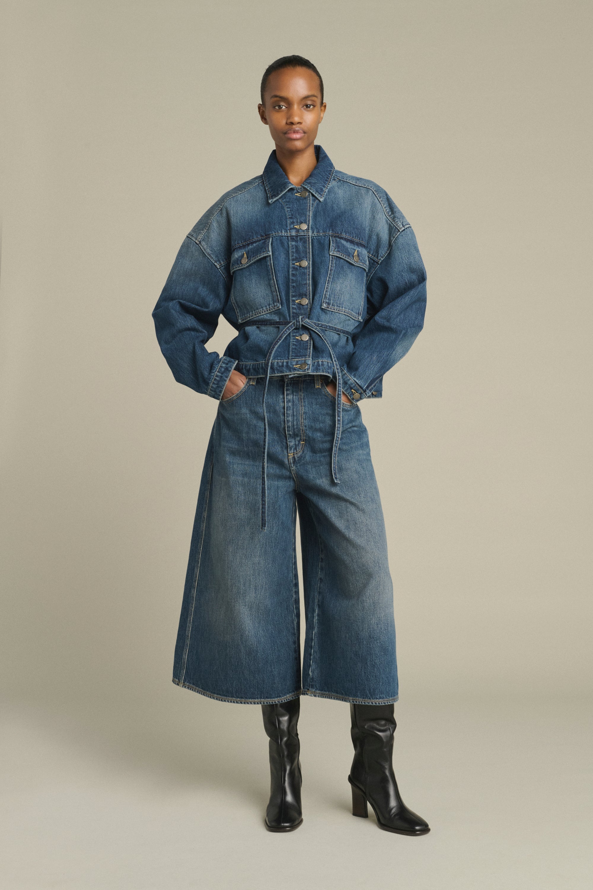 Jupe culotte en denim délavée Joyce Sœur