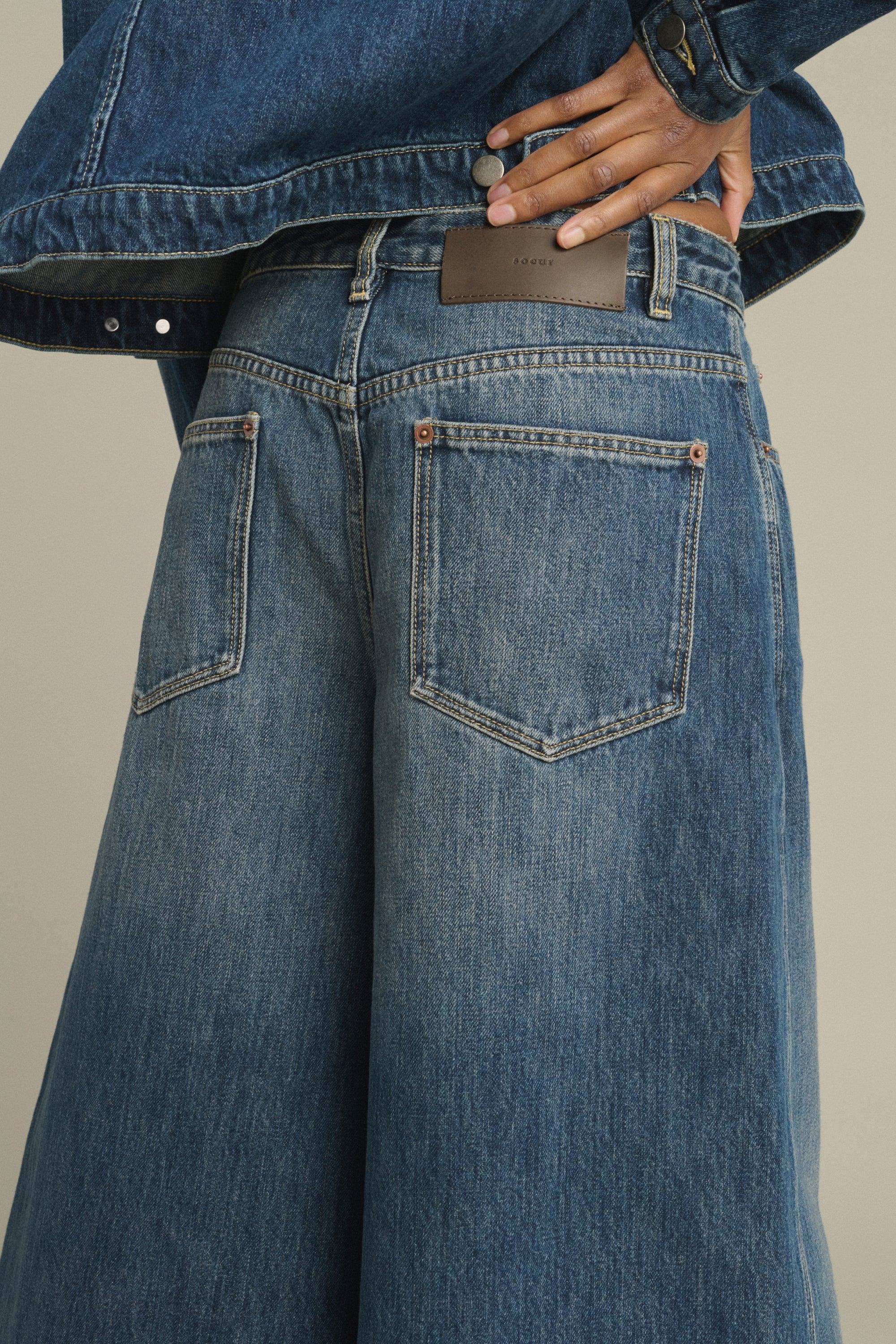 Jupe culotte en denim délavée Joyce Sœur