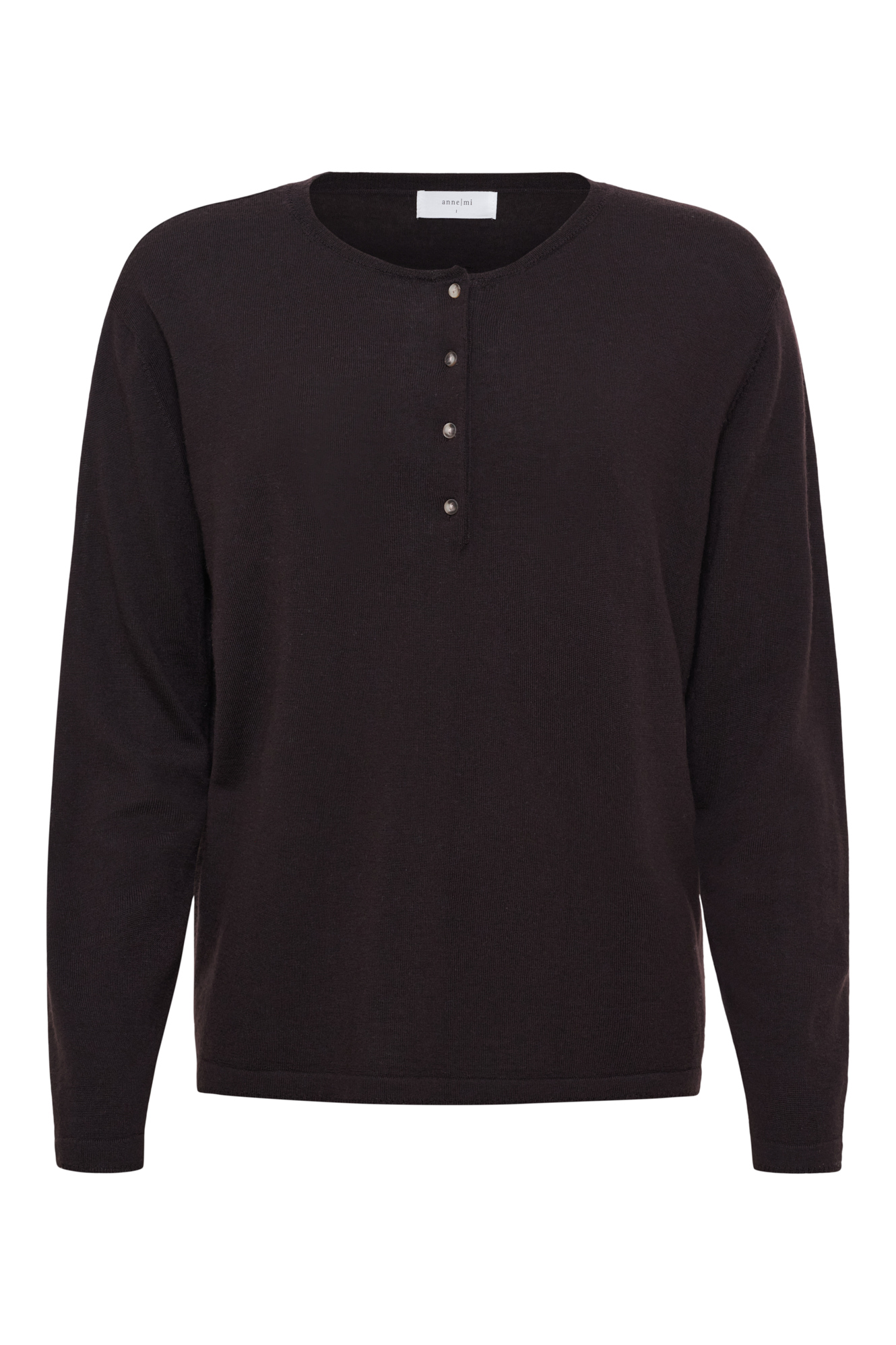Pull chemise en laine mérinos coloris Moka Anne-Mi