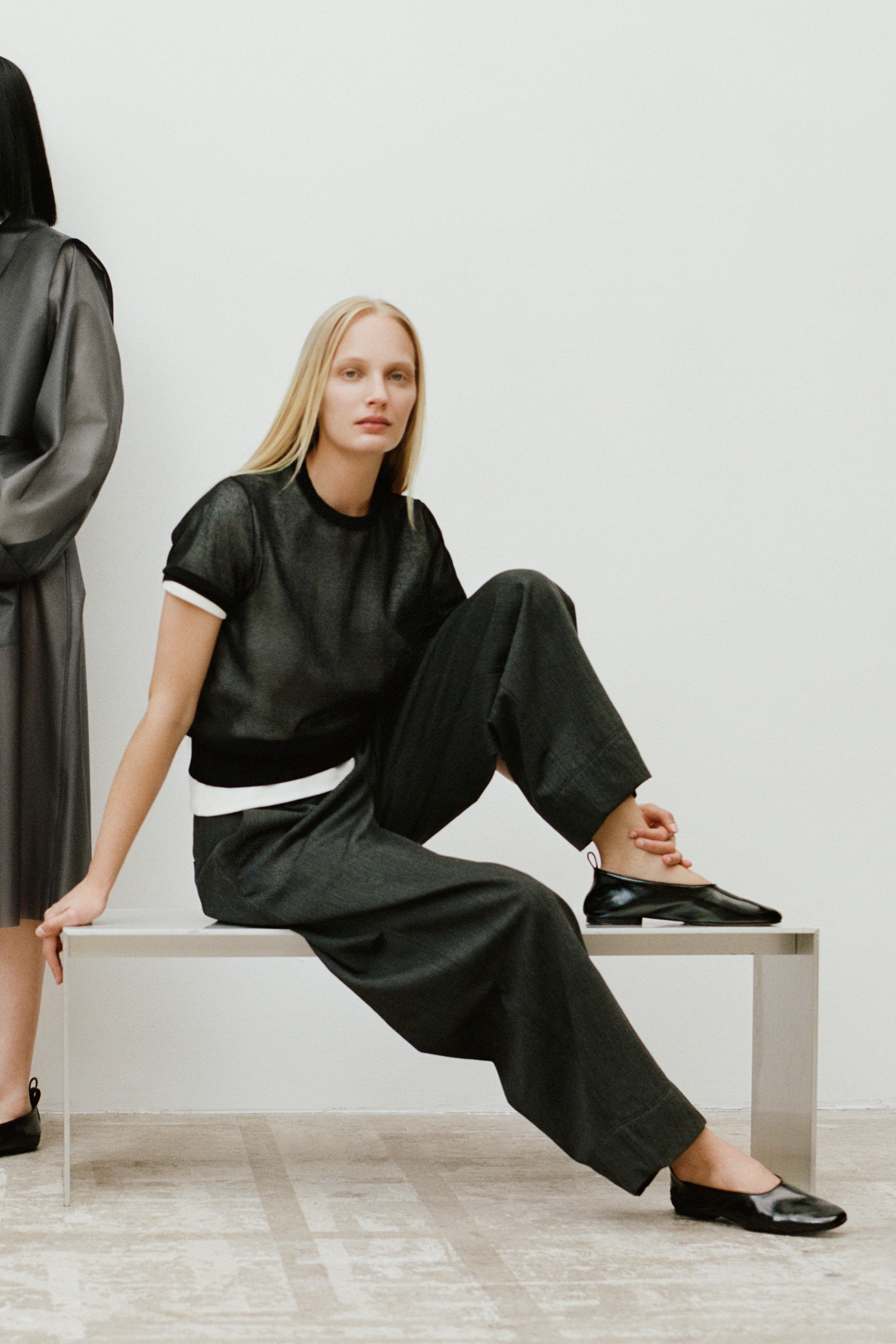 Pantalon gao en gabardine de laine