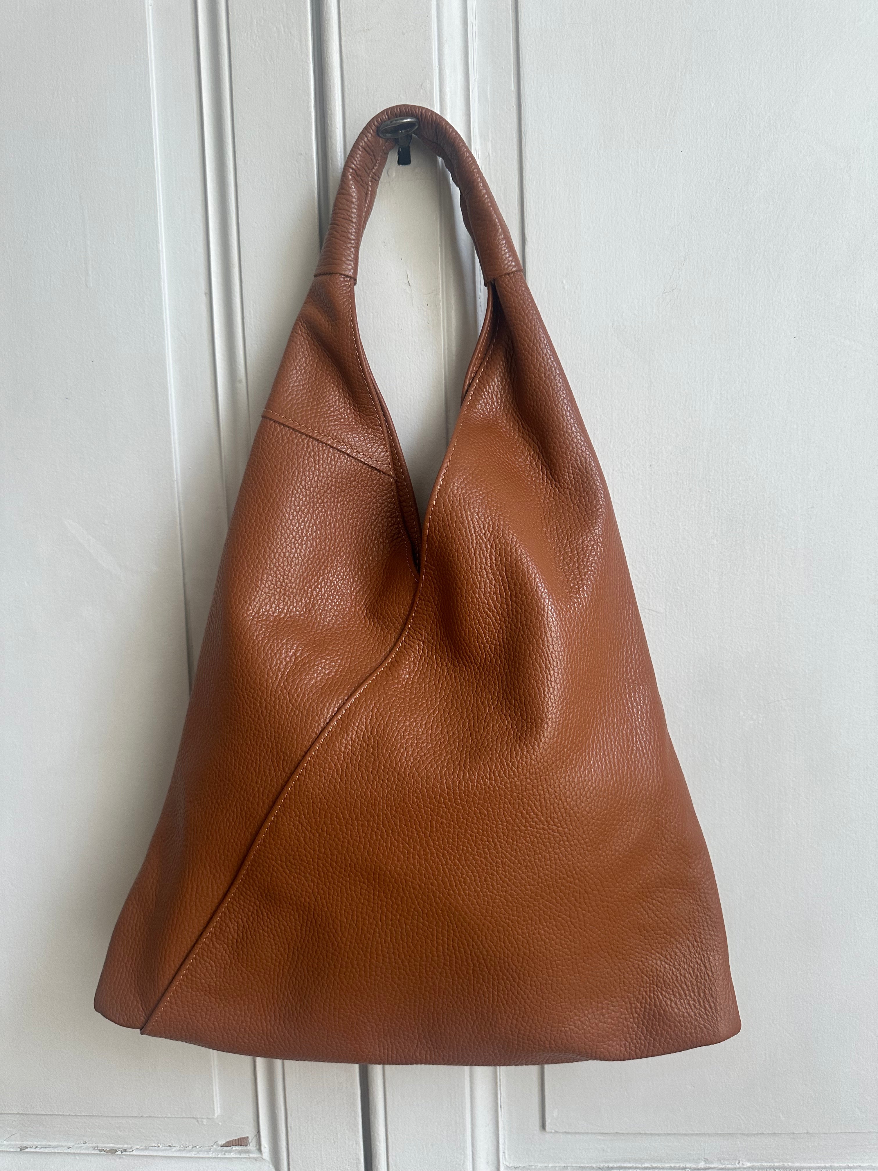 Sac cuir grainé japonais caramel