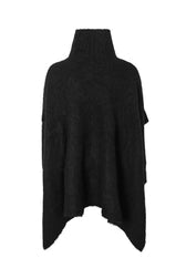 Poncho-cape en alpaga super doux noir