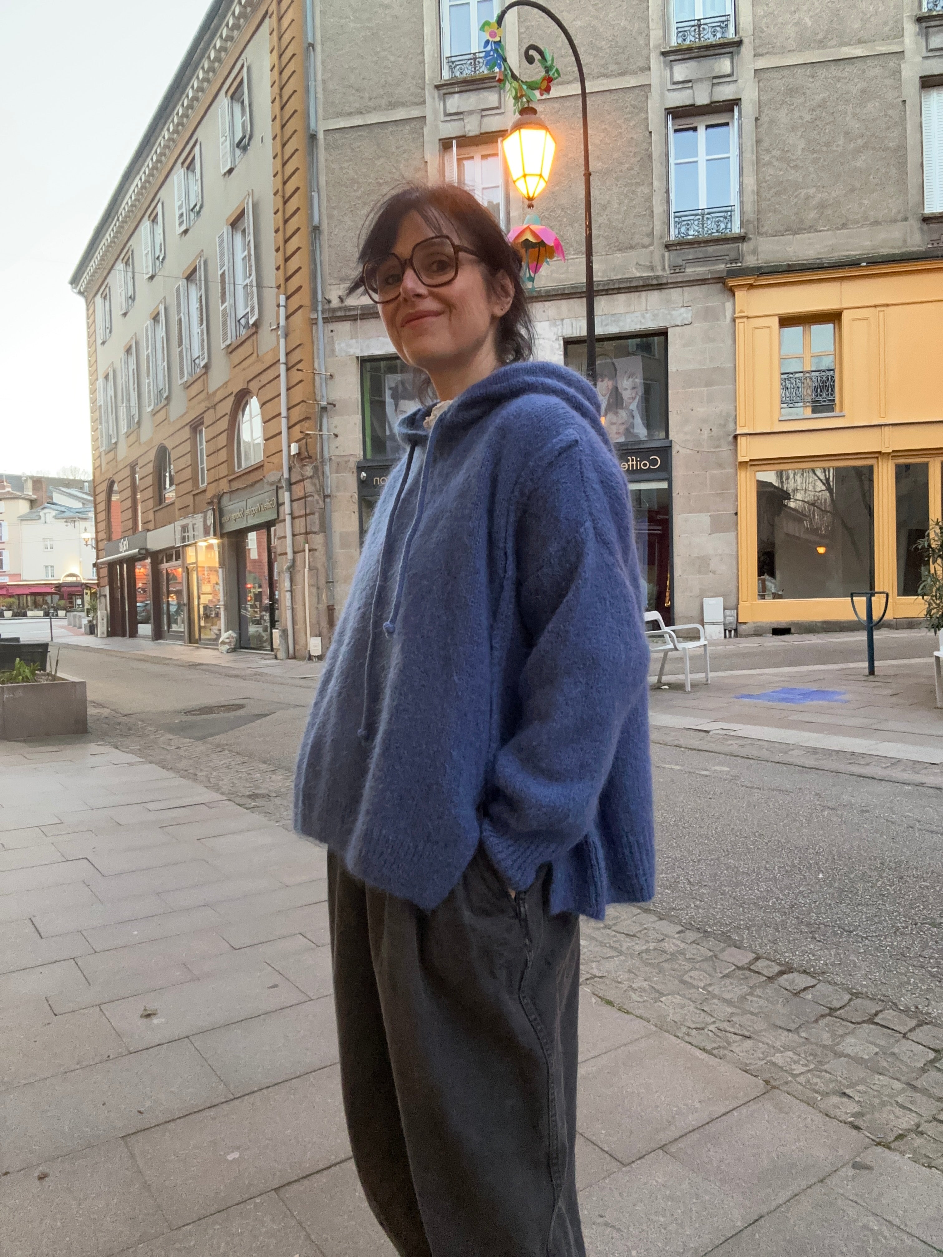 Pull à capuche en laine mohair