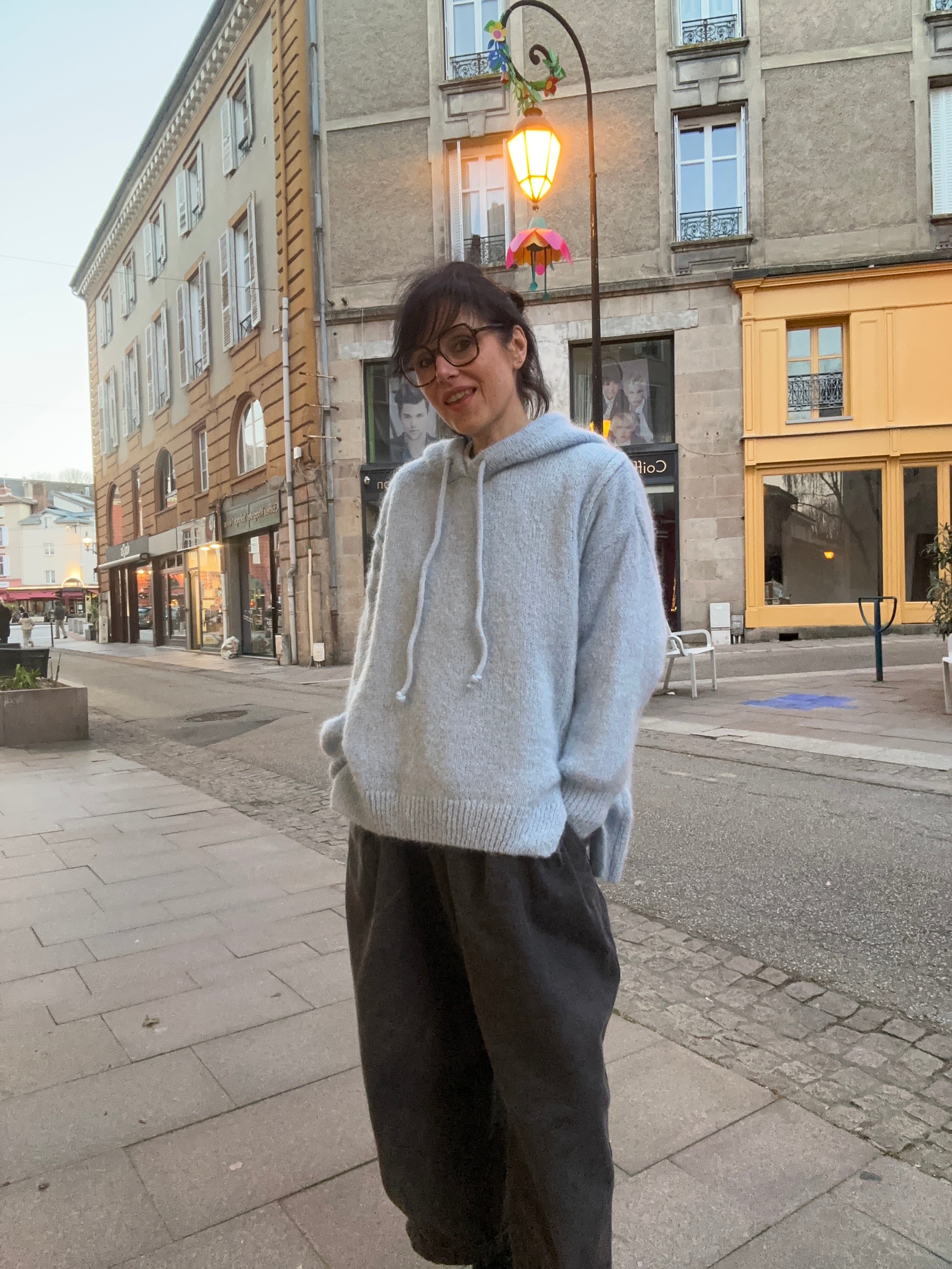 Pull à capuche en laine mohair