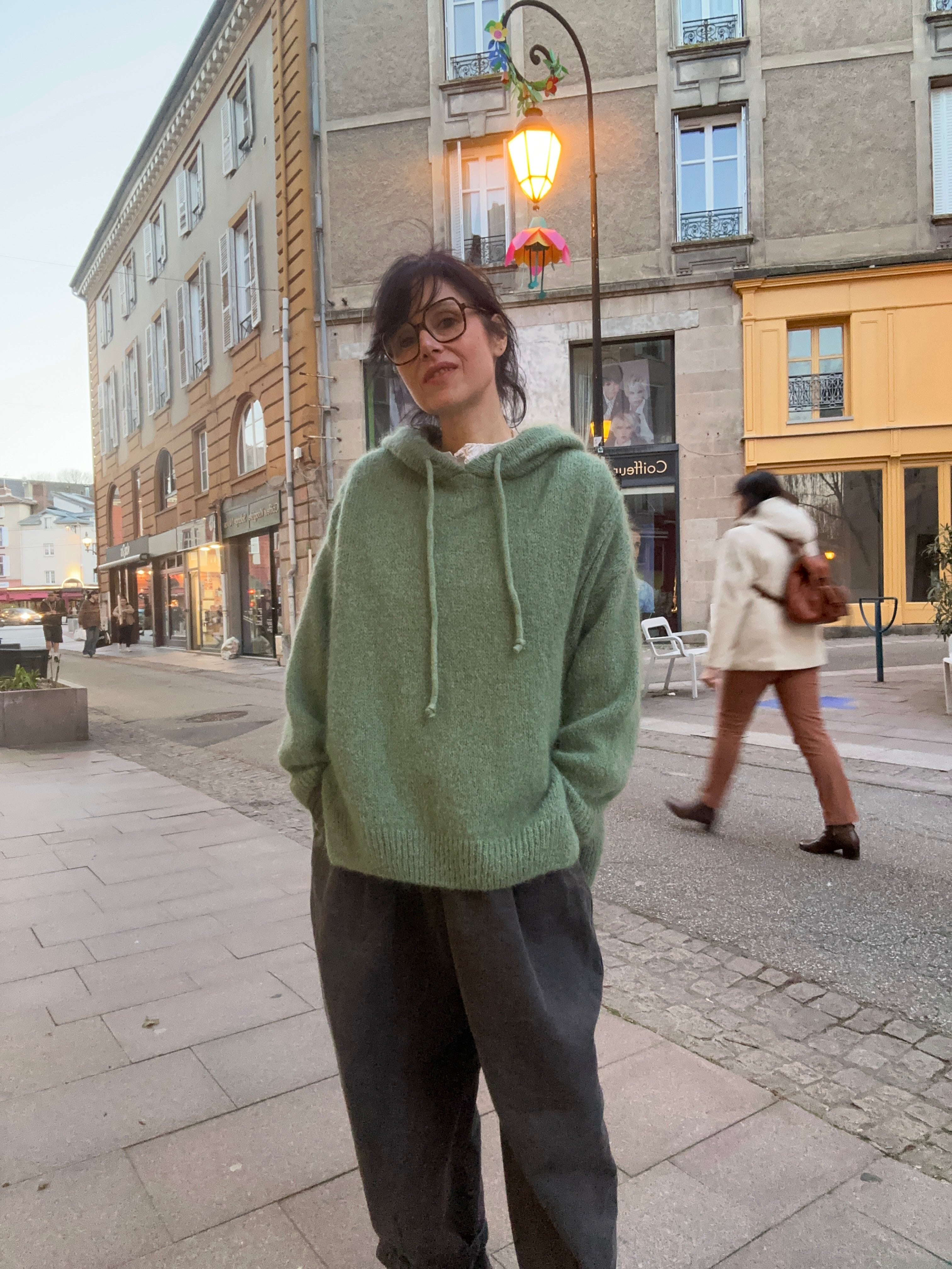 Pull à capuche en laine mohair