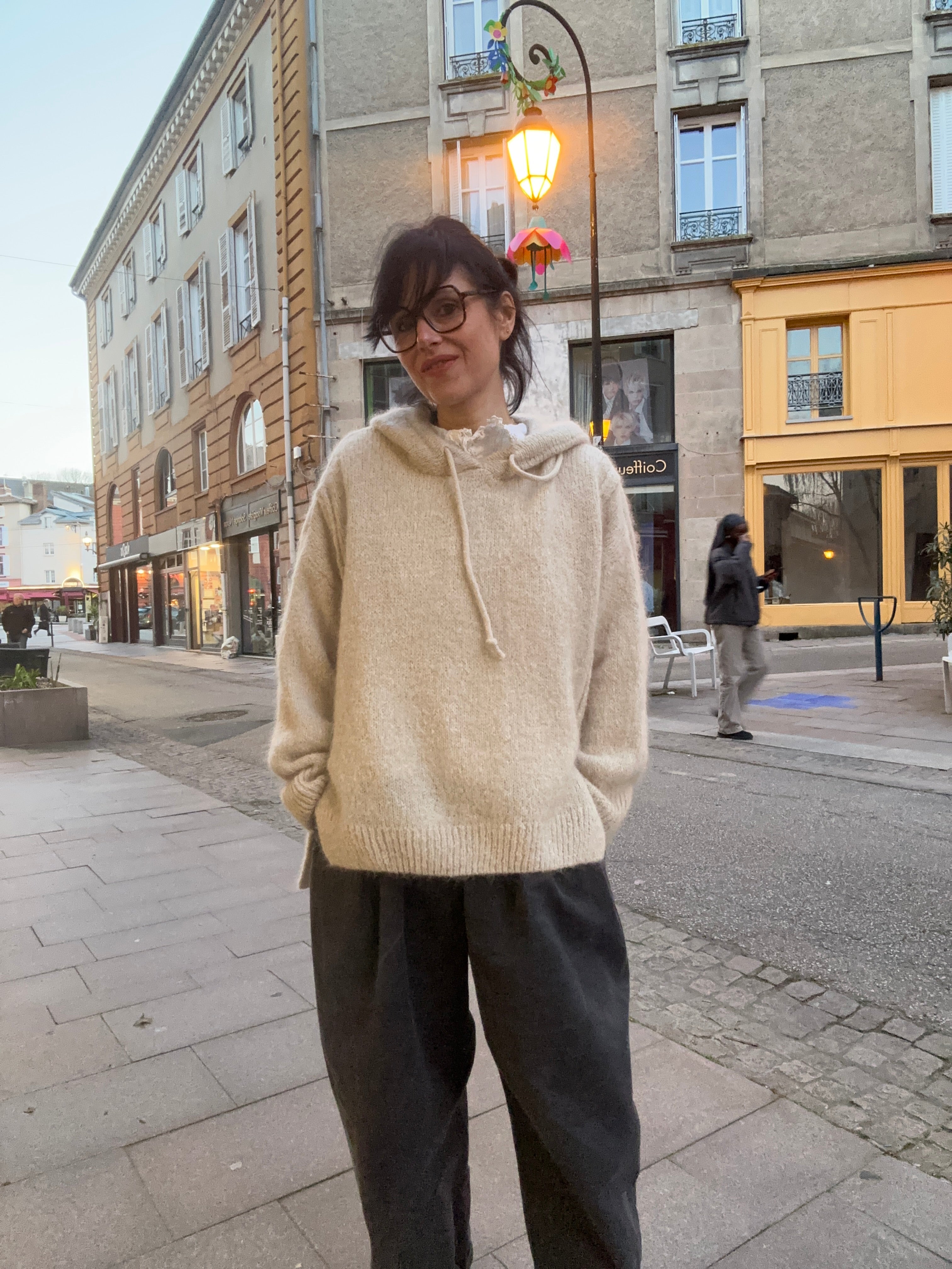 Pull à capuche en laine mohair