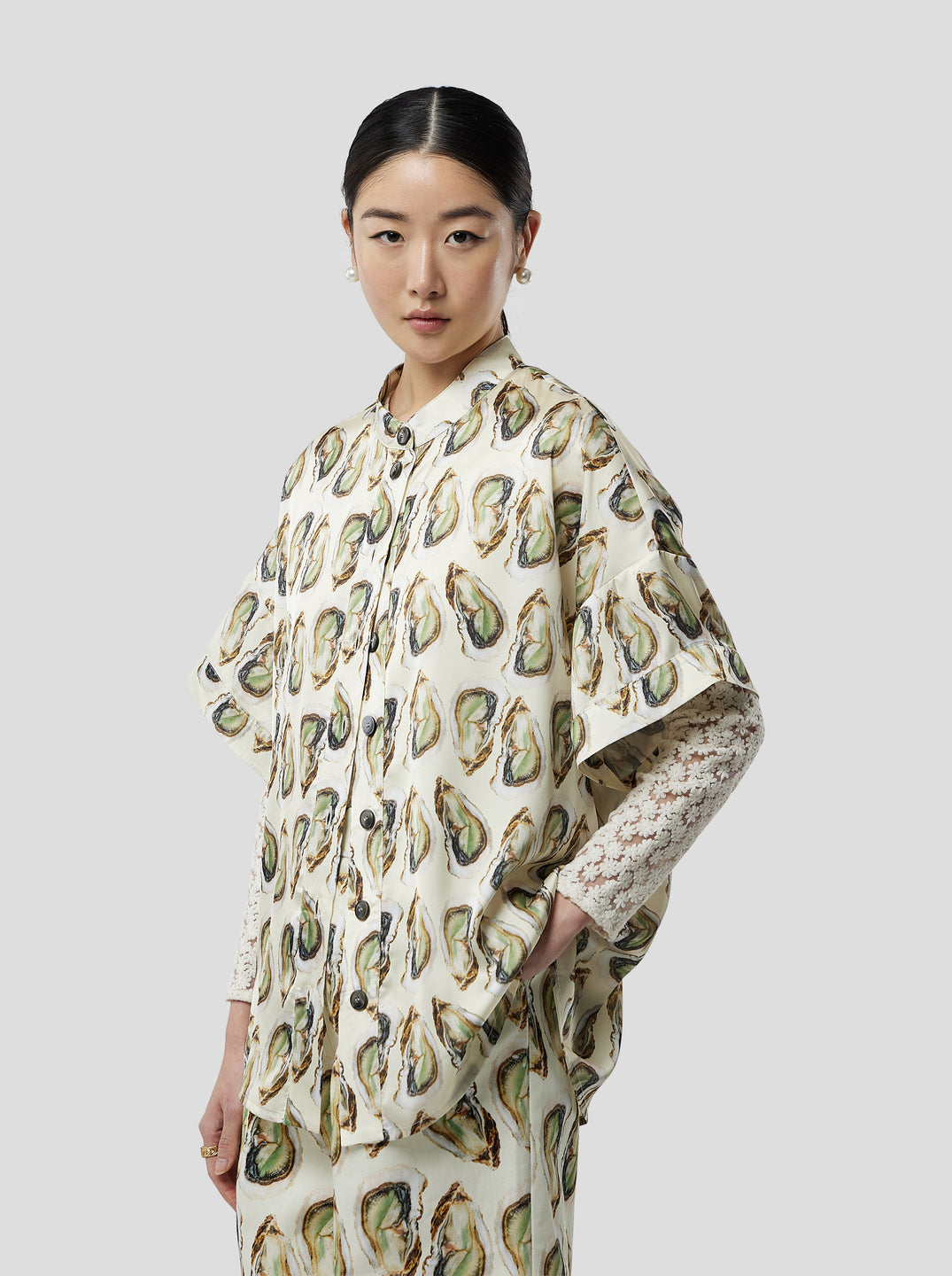 Chemise pixie en imprimé oyster lustré Heimstone